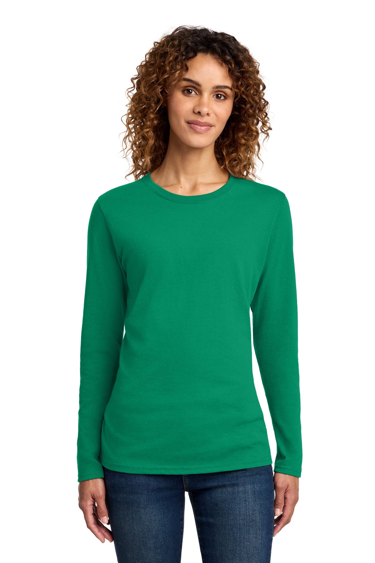 Custom Embroidery or DTF Print - Port & Co ® Women's Long Sleeve Core Cotton Tee. LPC54LS