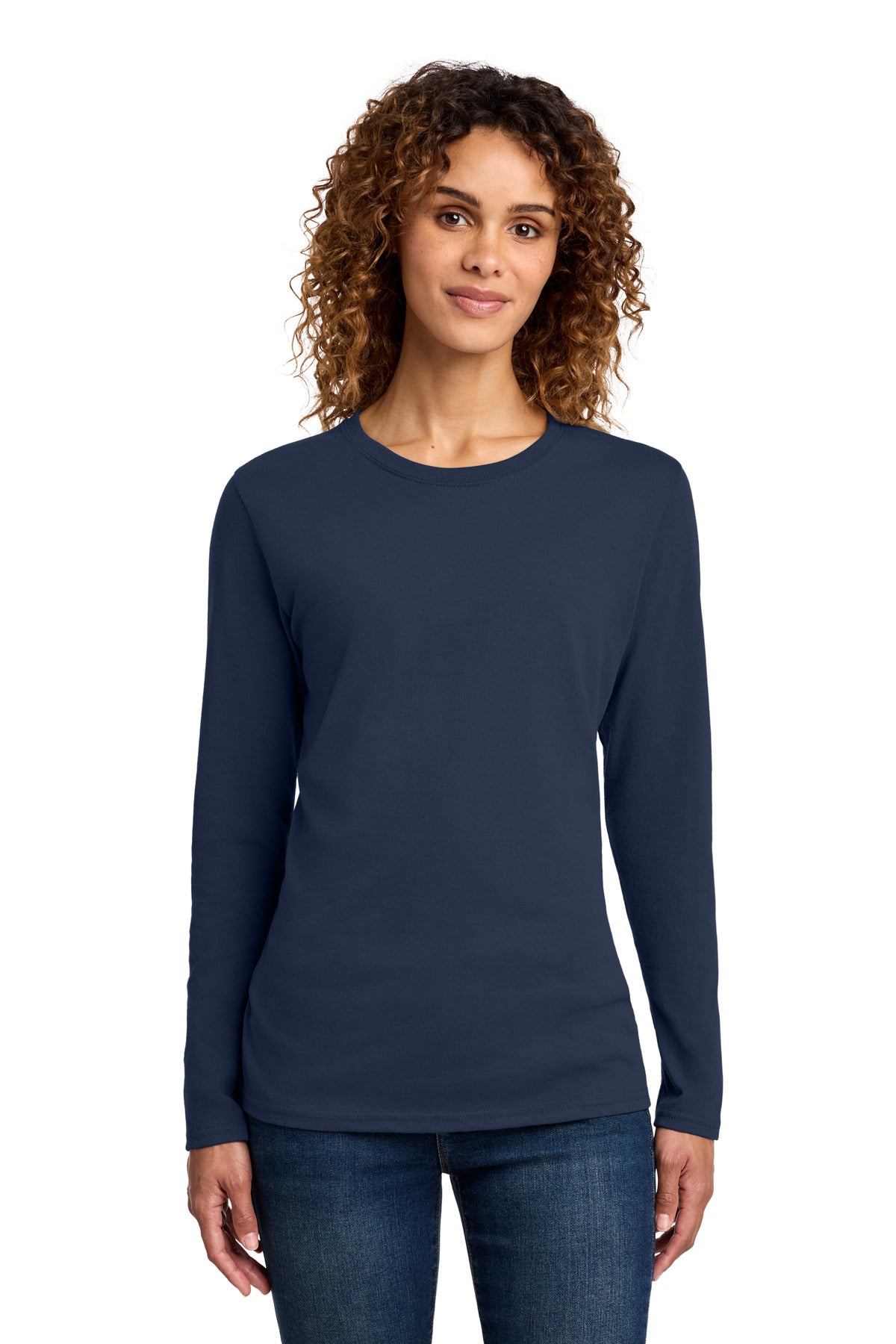 Custom Embroidery or DTF Print - Port & Co ® Women's Long Sleeve Core Cotton Tee. LPC54LS