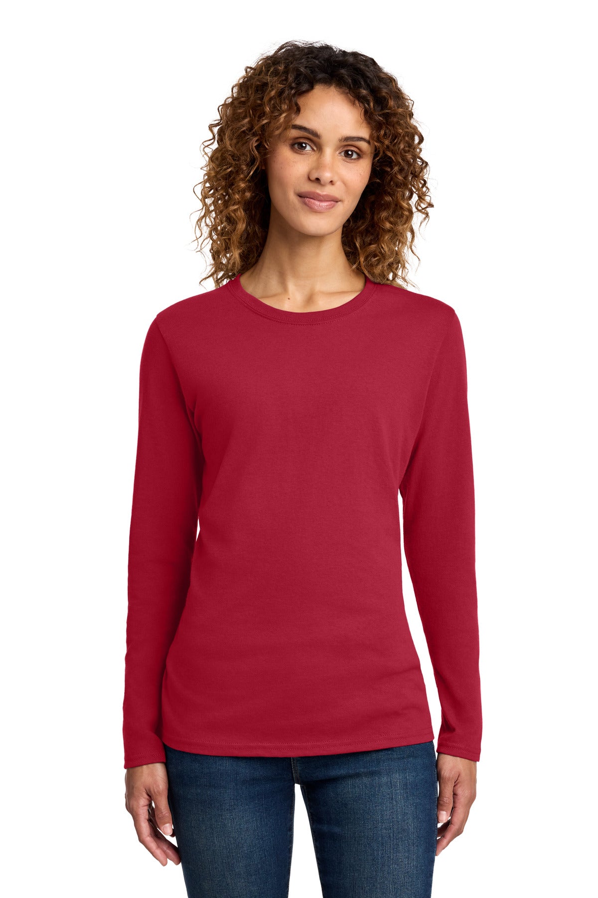 Custom Embroidery or DTF Print - Port & Co ® Women's Long Sleeve Core Cotton Tee. LPC54LS