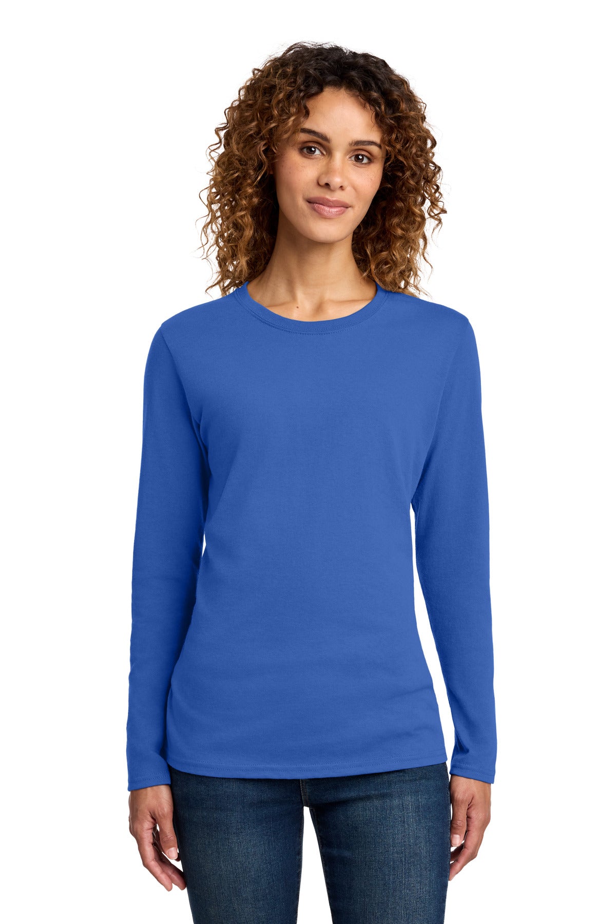 Custom Embroidery or DTF Print - Port & Co ® Women's Long Sleeve Core Cotton Tee. LPC54LS