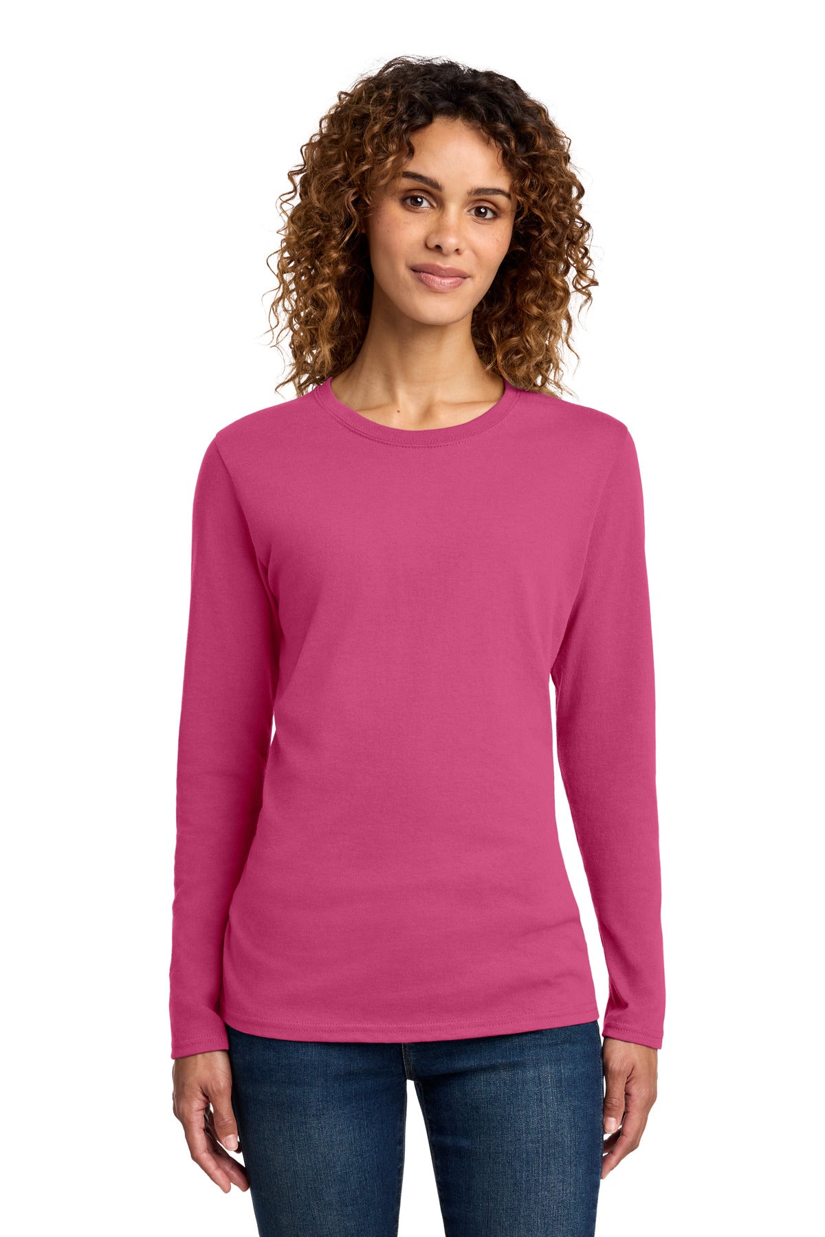Custom Embroidery or DTF Print - Port & Co ® Women's Long Sleeve Core Cotton Tee. LPC54LS