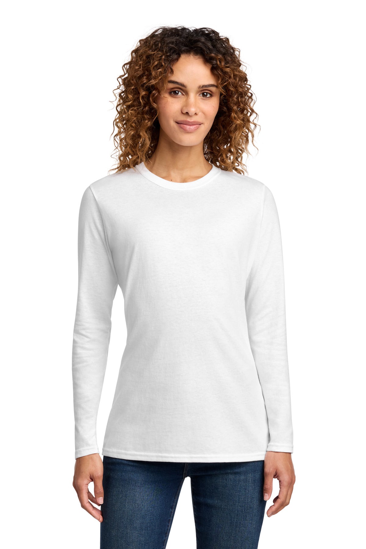 Custom Embroidery or DTF Print - Port & Co ® Women's Long Sleeve Core Cotton Tee. LPC54LS