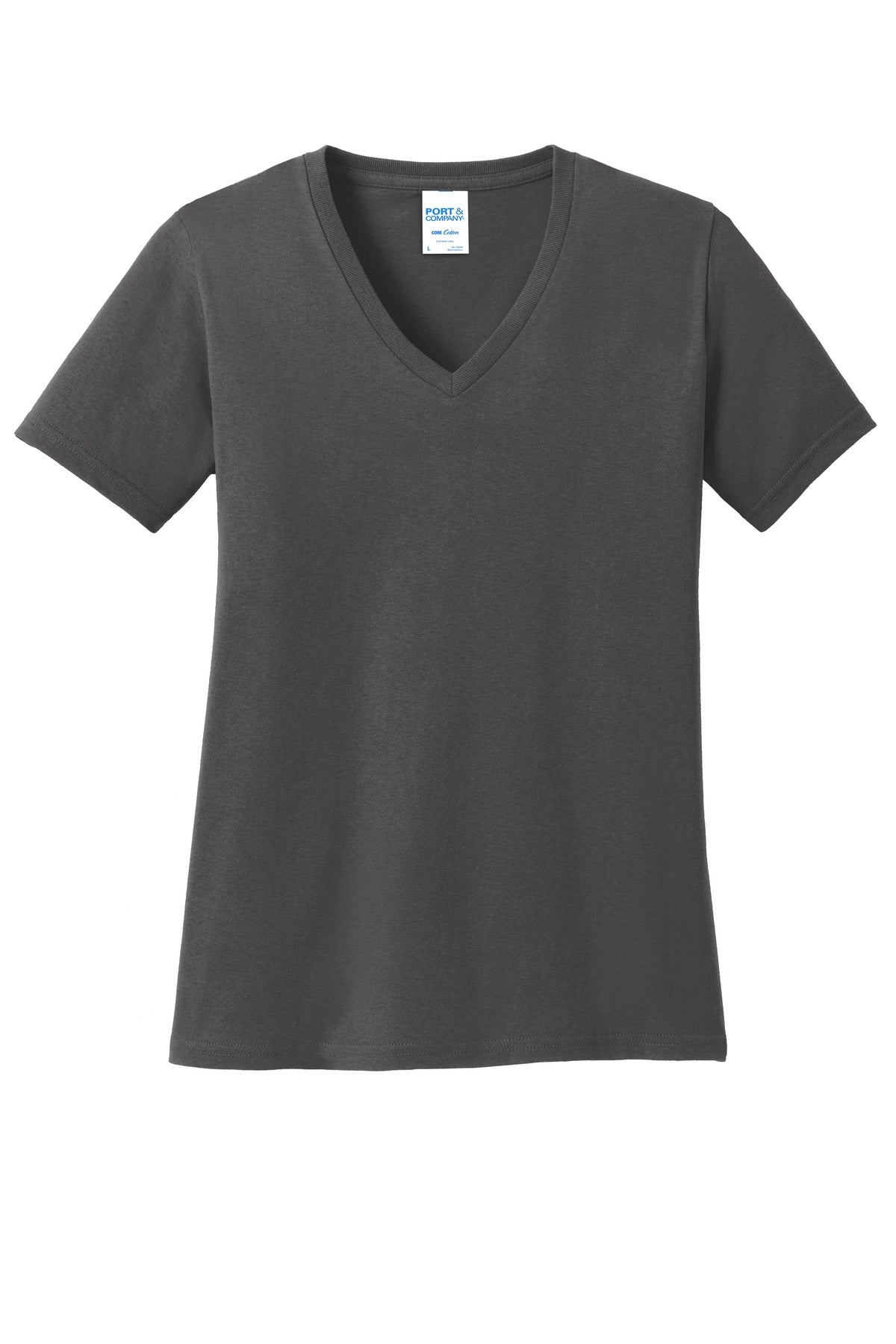 Custom Embroidered - Port & Company® Women's Core Cotton V-Neck Tee. LPC54V