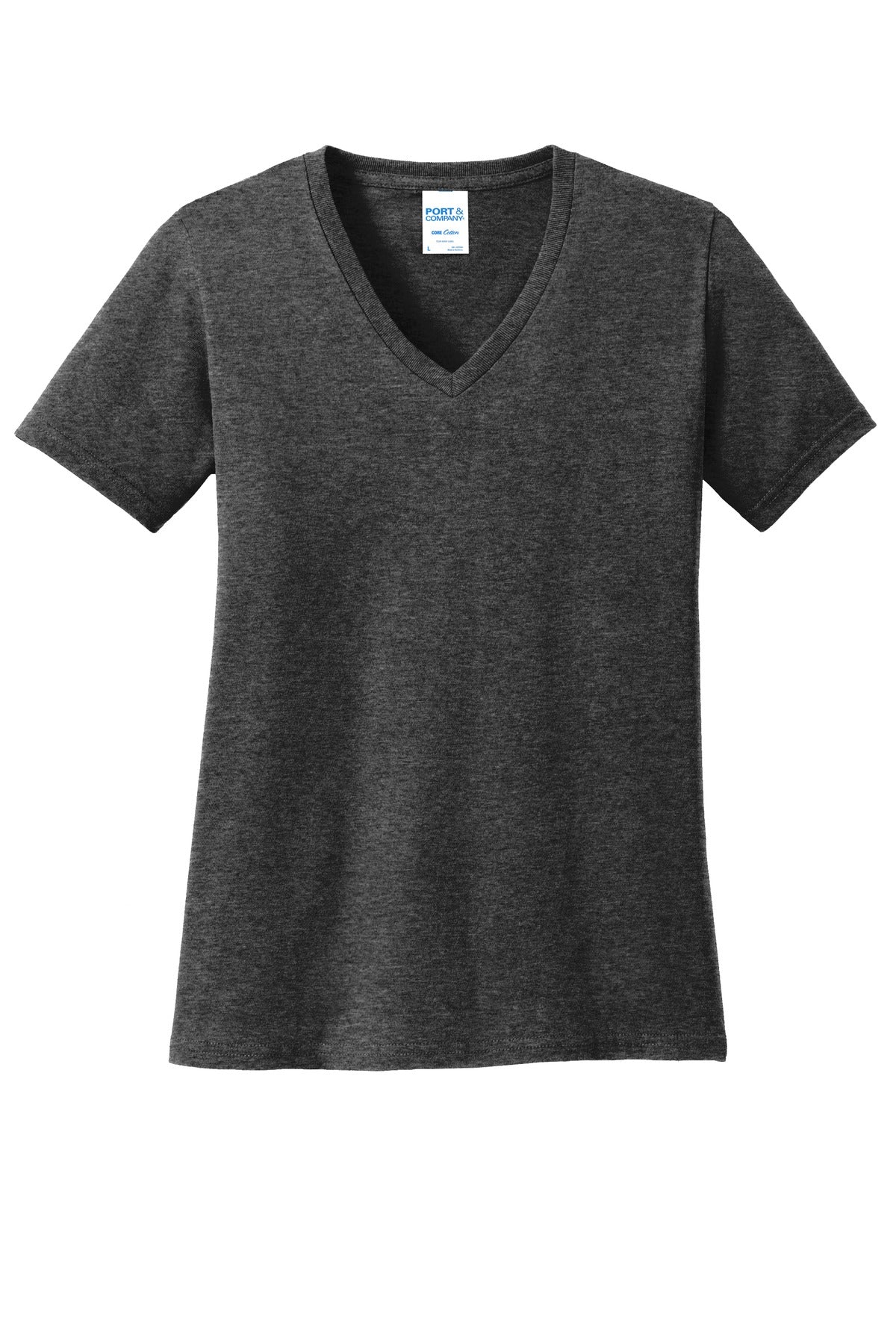Custom Embroidered - Port & Company® Women's Core Cotton V-Neck Tee. LPC54V