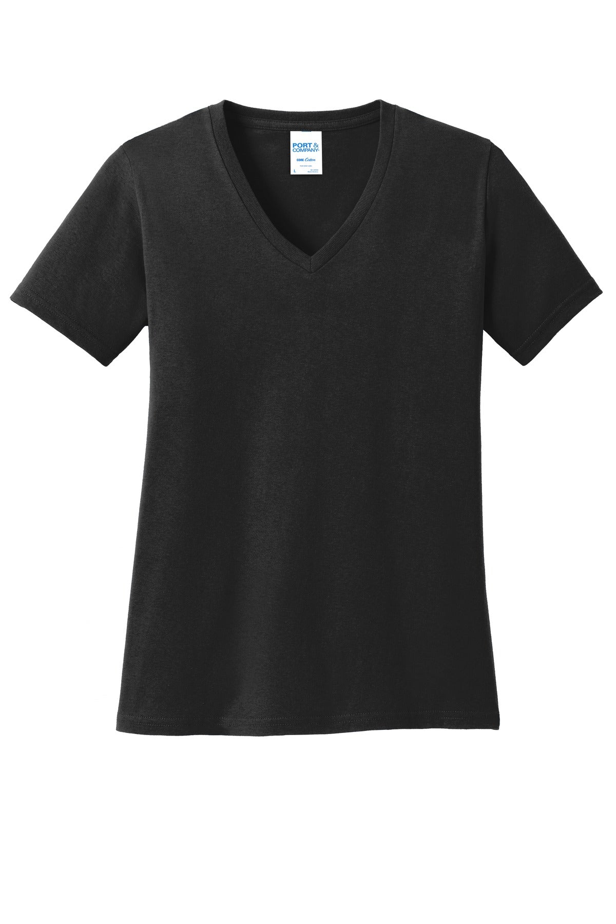 Custom Embroidered - Port & Company® Women's Core Cotton V-Neck Tee. LPC54V