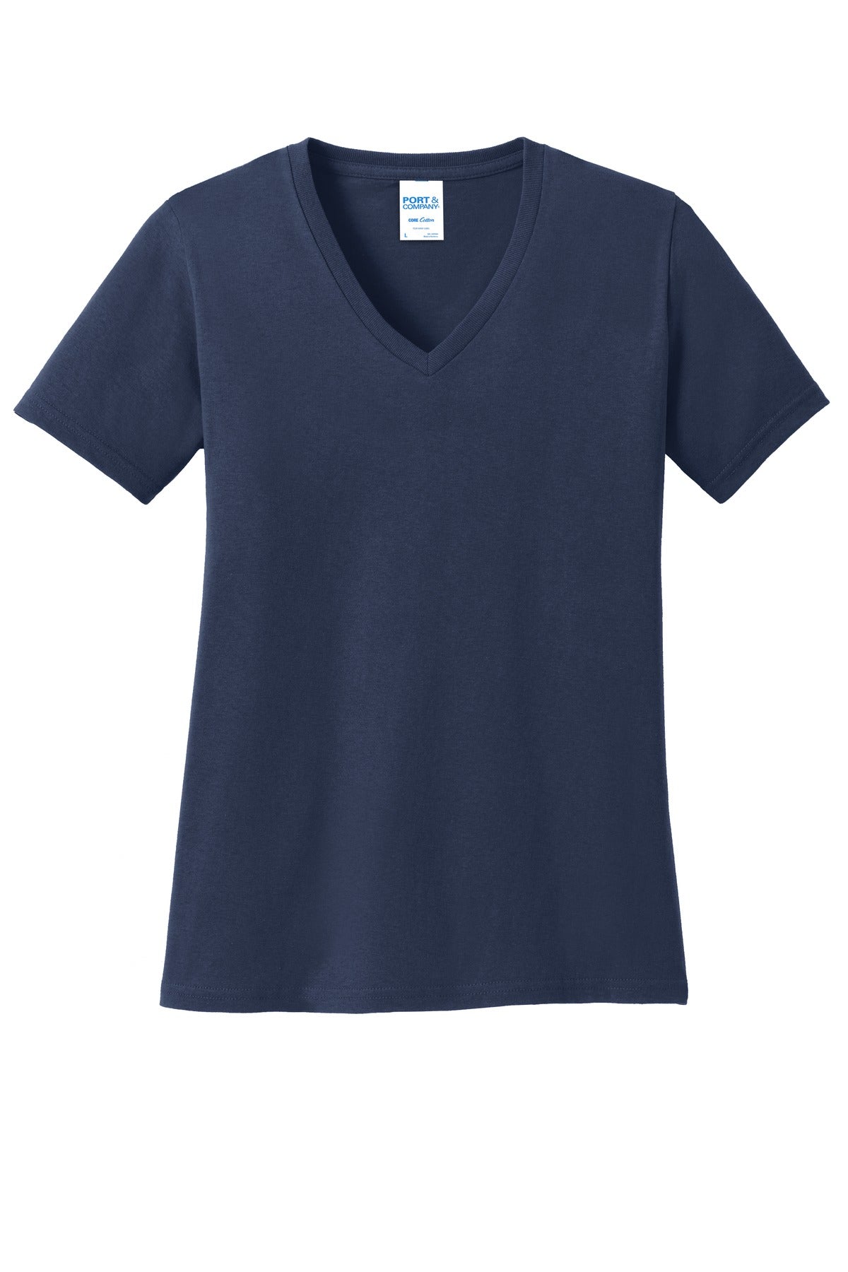 Custom Embroidered - Port & Company® Women's Core Cotton V-Neck Tee. LPC54V