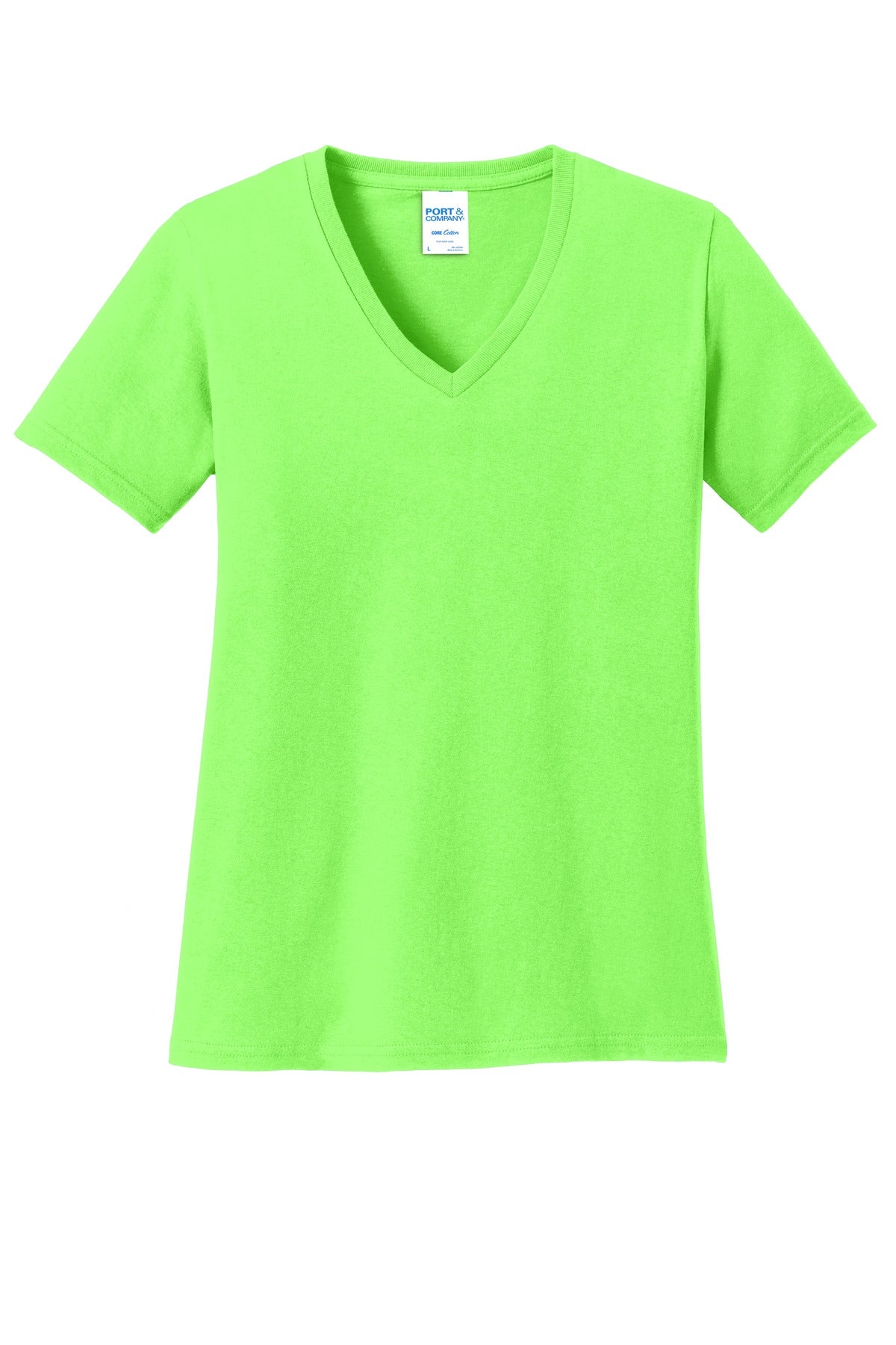 Custom Embroidered - Port & Company® Women's Core Cotton V-Neck Tee. LPC54V