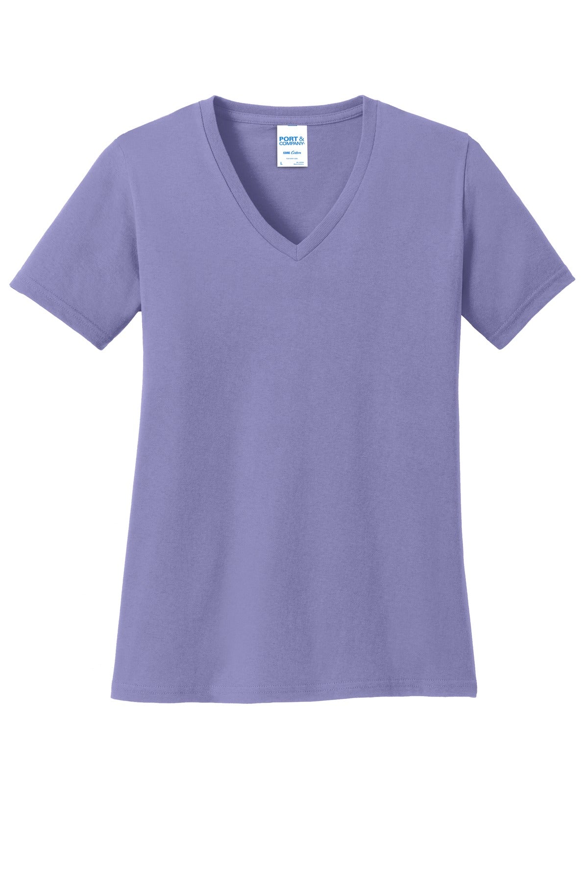 Custom Embroidered - Port & Company® Women's Core Cotton V-Neck Tee. LPC54V
