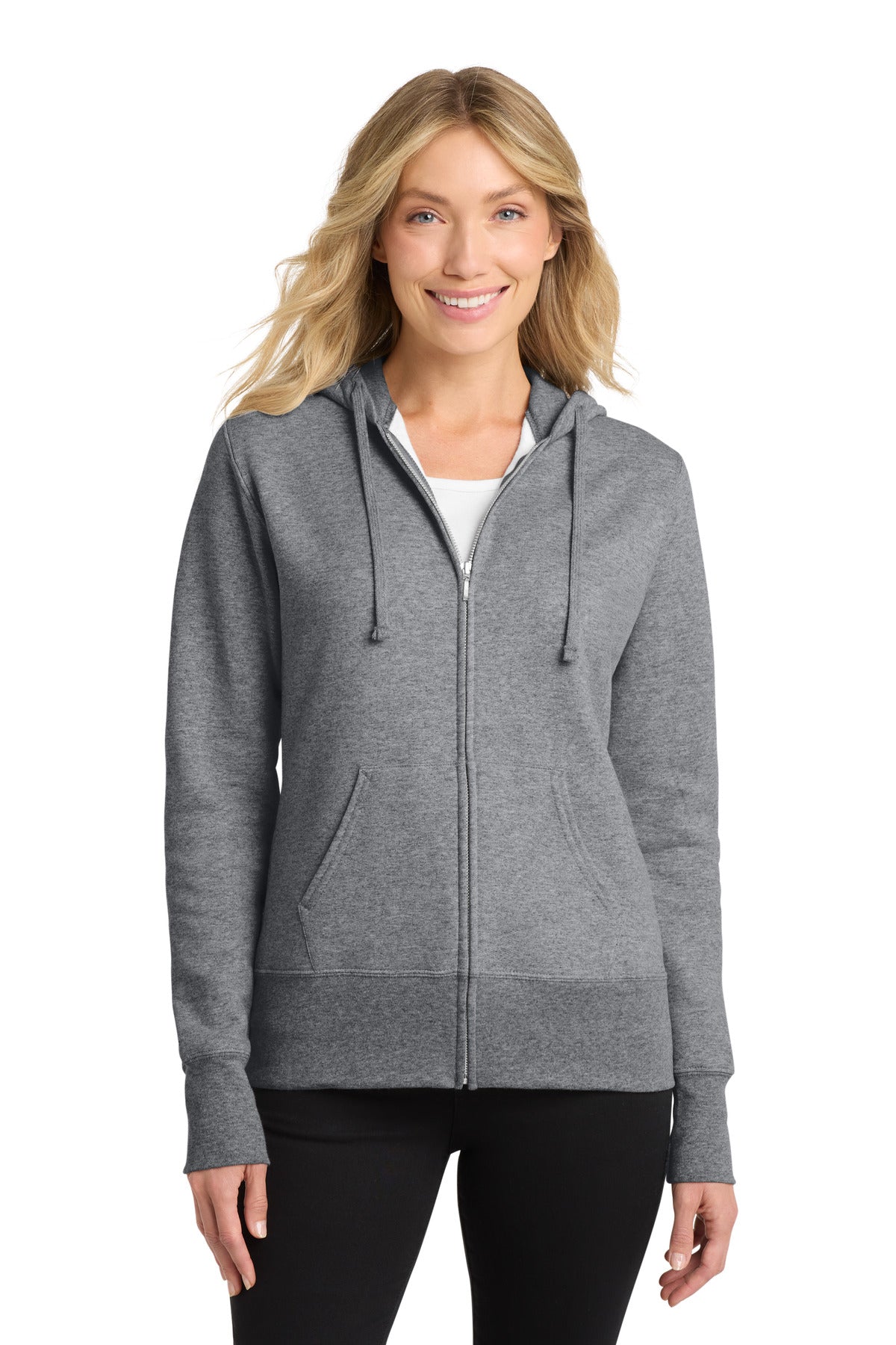 Custom Embroidered or DTF Print on Port & Co ™ Women's Core Fleece Full-Zip Hooded Sweatshirt. LPC78ZH