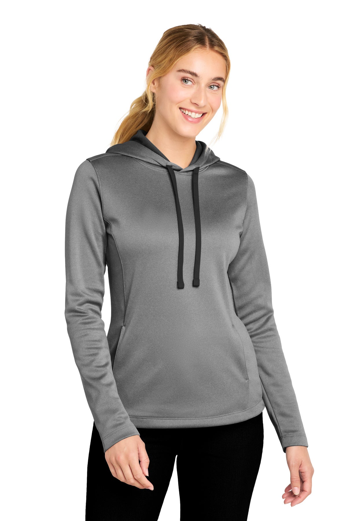 Custom Embroidery or DTF Print - Sport-Tek ® Women's PosiCharge ® Sport-Wick ® Heather Fleece Hooded Pullover. LST264