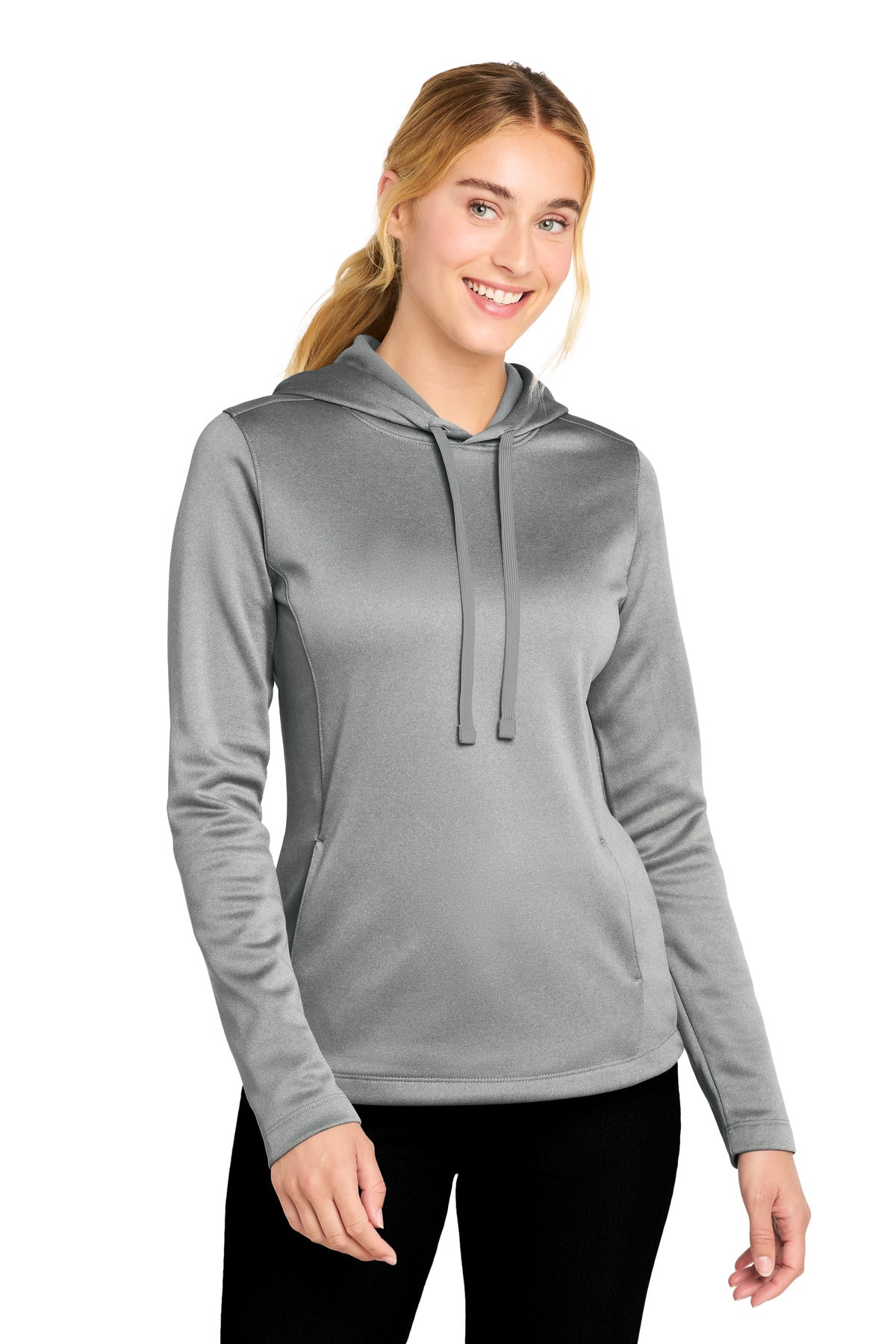 Custom Embroidery or DTF Print - Sport-Tek ® Women's PosiCharge ® Sport-Wick ® Heather Fleece Hooded Pullover. LST264