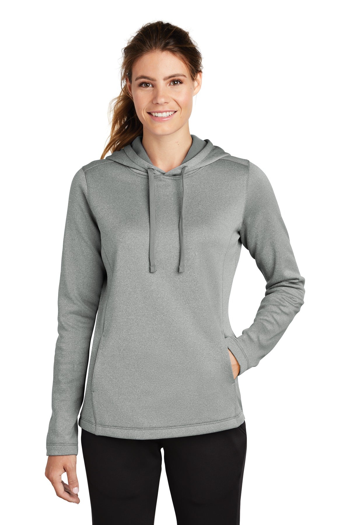 Custom Embroidered - Sport-Tek ® Ladies PosiCharge ® Sport-Wick ® Heather Fleece Hooded Pullover. LST264