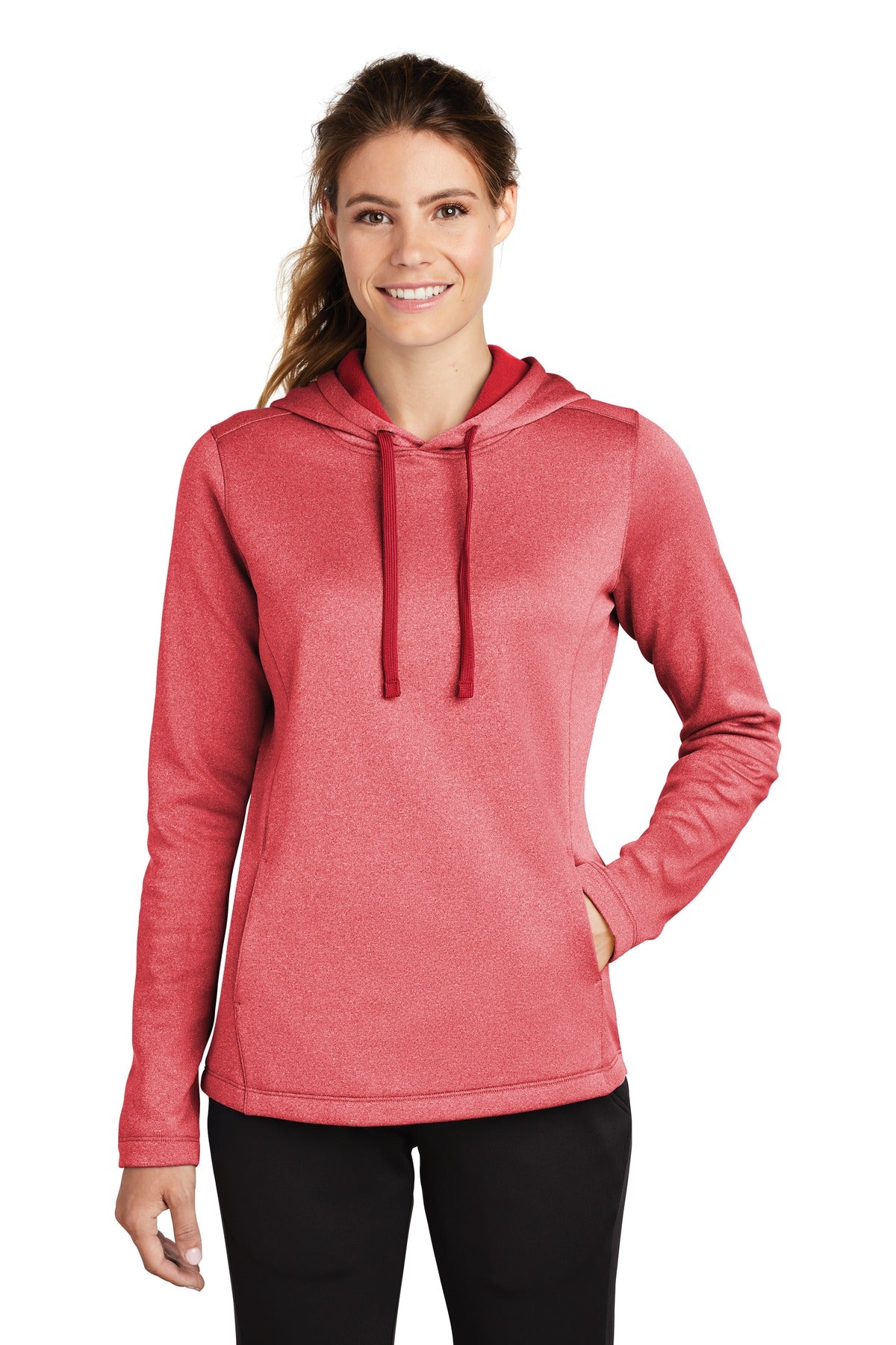 Custom Embroidered - Sport-Tek ® Ladies PosiCharge ® Sport-Wick ® Heather Fleece Hooded Pullover. LST264