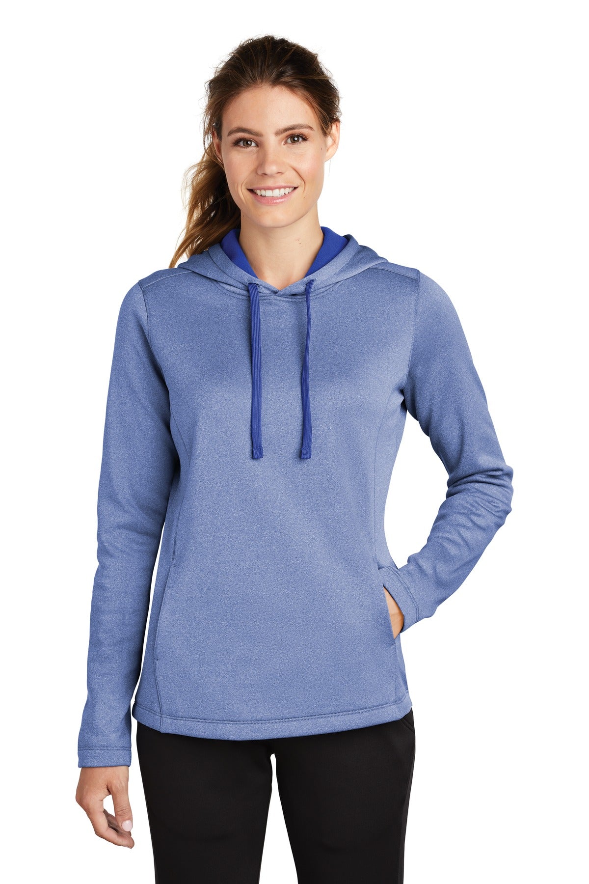 Custom Embroidered - Sport-Tek ® Ladies PosiCharge ® Sport-Wick ® Heather Fleece Hooded Pullover. LST264