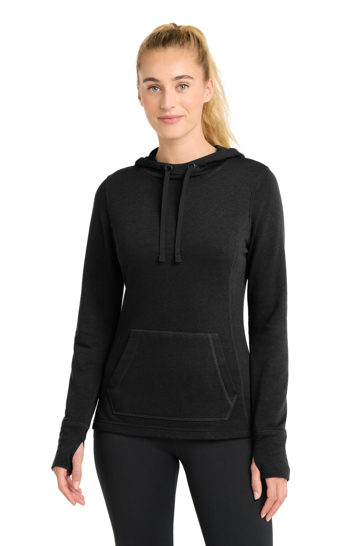 Custom Embroidery or DTF Print - Sport-Tek ® Women's PosiCharge ® Tri-Blend Wicking Fleece Hooded Pullover. LST296