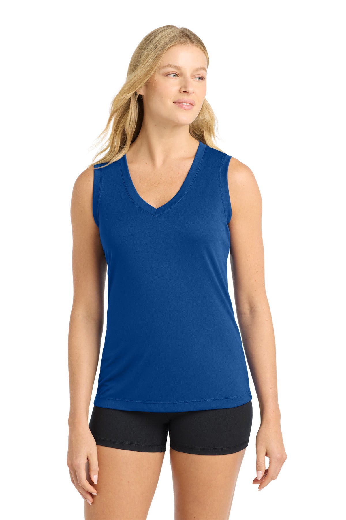 Custom Embroidery or DTF Print - Sport-Tek ® Women's Sleeveless PosiCharge ® Competitor™ V-Neck Tee. LST352