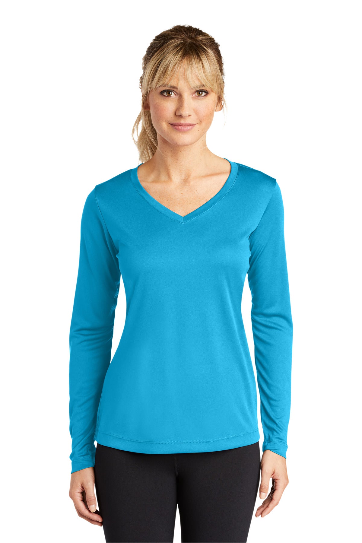 Custom Embroidered - Sport-Tek® Ladies Long Sleeve PosiCharge® Competitor™ V-Neck Tee. LST353LS