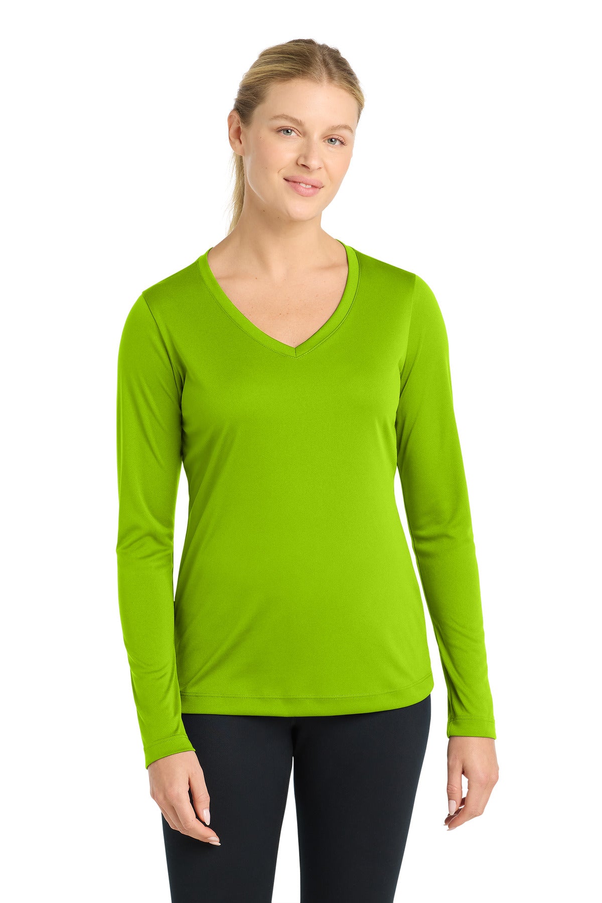 Custom Embroidery or DTF Print - Sport-Tek ® Women's Long Sleeve PosiCharge ® Competitor™ V-Neck Tee. LST353LS