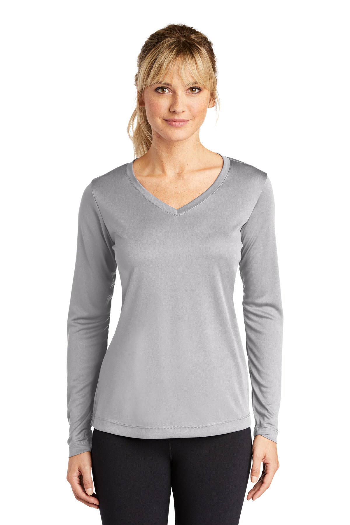Custom Embroidered - Sport-Tek® Ladies Long Sleeve PosiCharge® Competitor™ V-Neck Tee. LST353LS