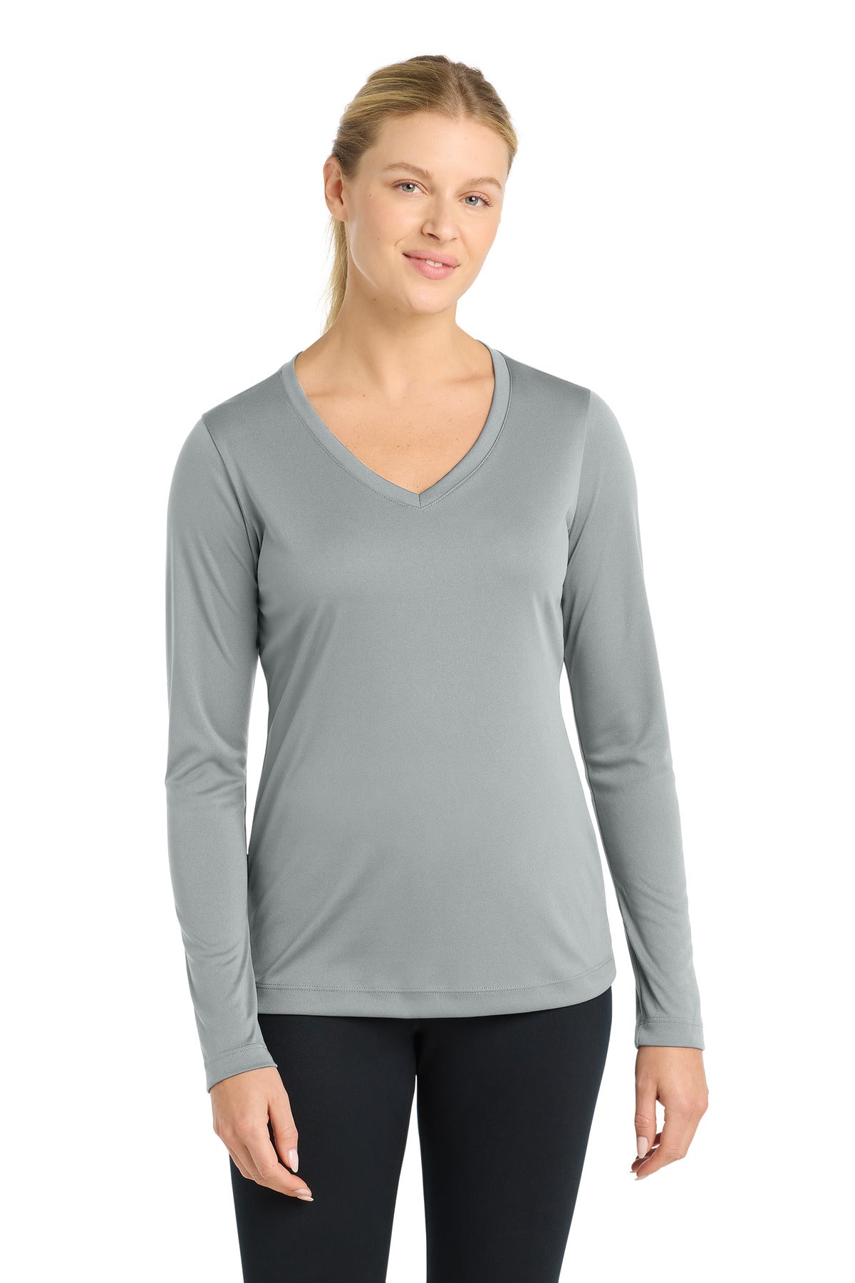 Custom Embroidery or DTF Print - Sport-Tek ® Women's Long Sleeve PosiCharge ® Competitor™ V-Neck Tee. LST353LS
