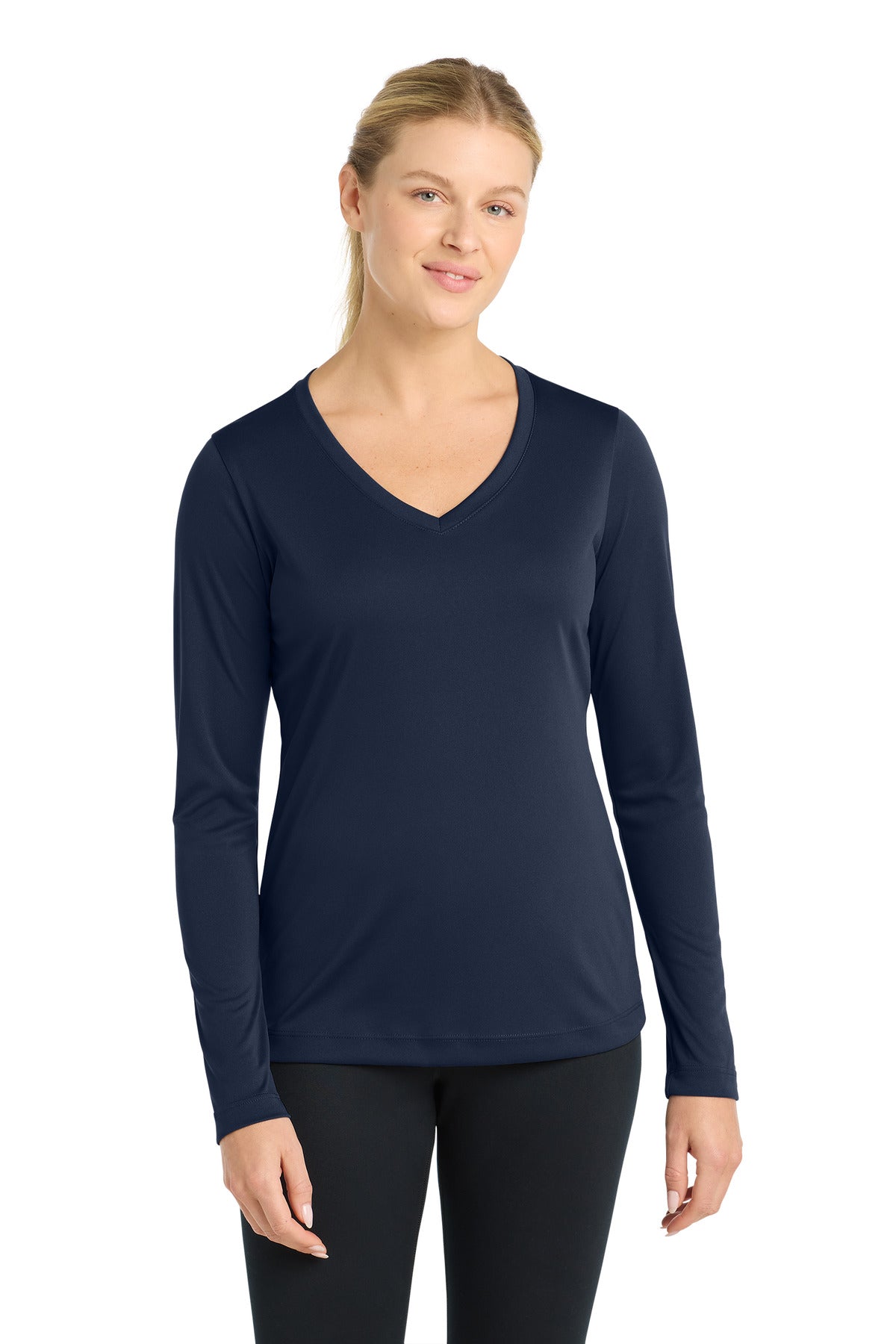 Custom Embroidery or DTF Print - Sport-Tek ® Women's Long Sleeve PosiCharge ® Competitor™ V-Neck Tee. LST353LS