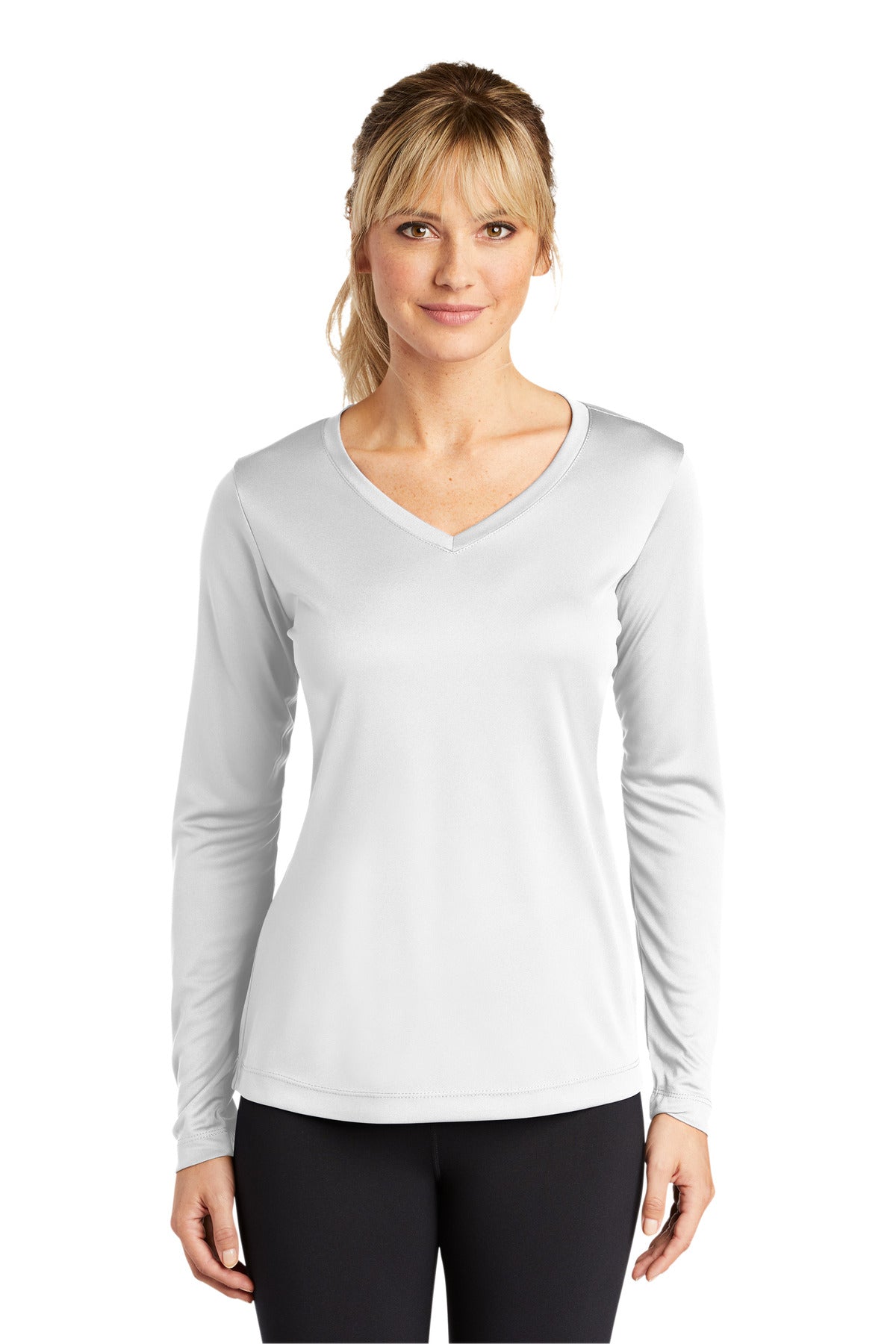 Custom Embroidered - Sport-Tek® Ladies Long Sleeve PosiCharge® Competitor™ V-Neck Tee. LST353LS