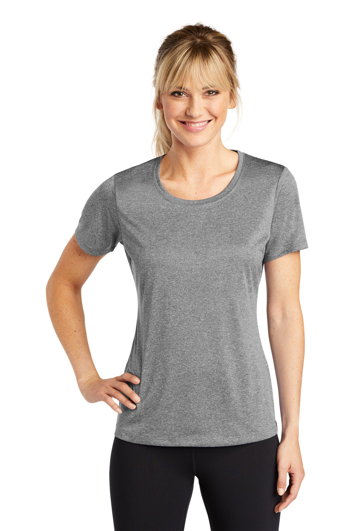 Custom Embroidered - Sport-Tek® Ladies Heather Contender™ Scoop Neck Tee. LST360