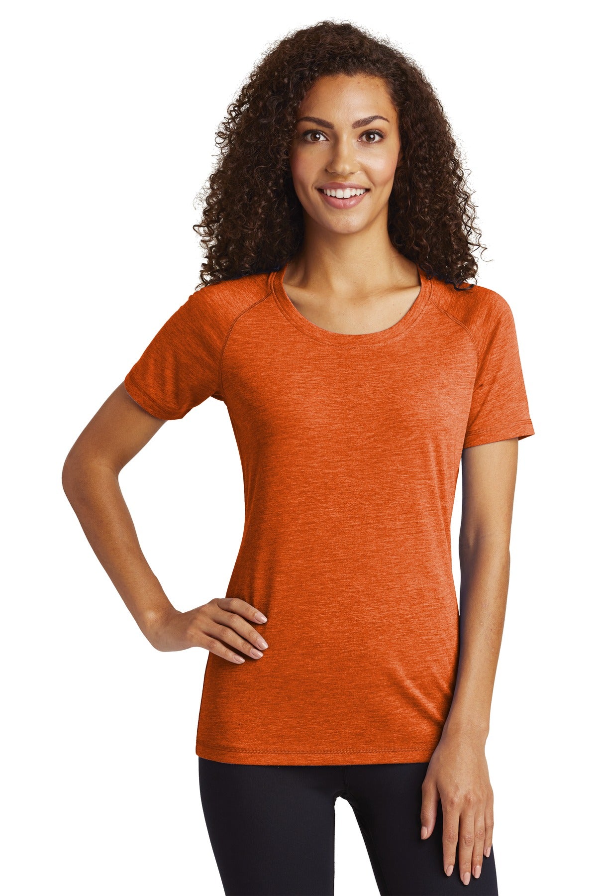 Custom Embroidered - Sport-Tek ® Ladies PosiCharge ® Tri-Blend Wicking Scoop Neck Raglan Tee. LST400