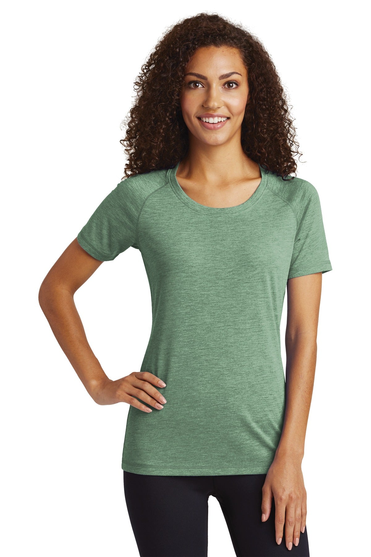 Custom Embroidered - Sport-Tek ® Ladies PosiCharge ® Tri-Blend Wicking Scoop Neck Raglan Tee. LST400
