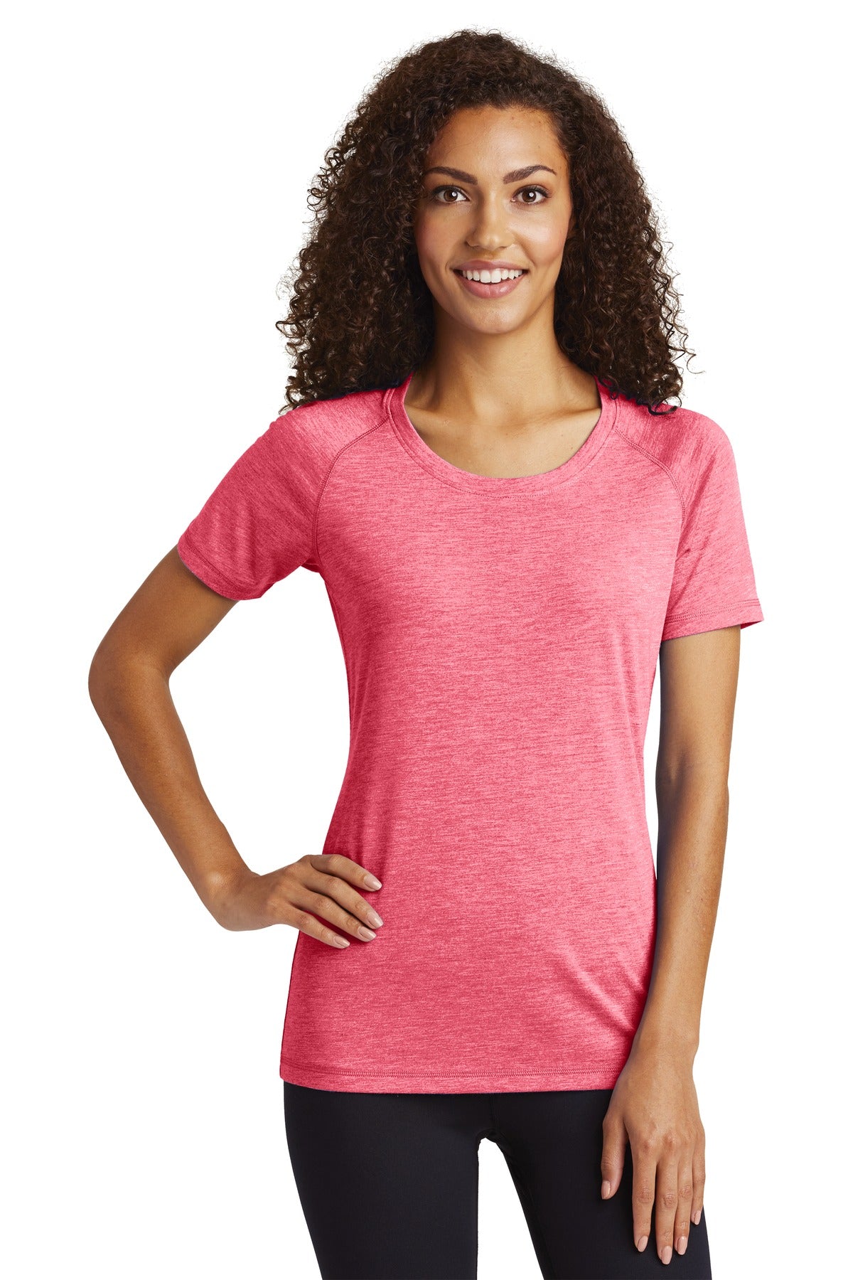 Custom Embroidered - Sport-Tek ® Ladies PosiCharge ® Tri-Blend Wicking Scoop Neck Raglan Tee. LST400