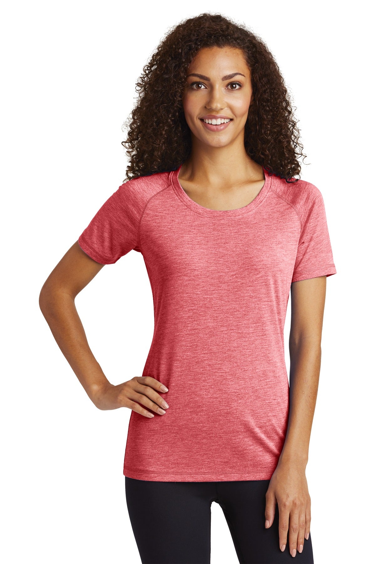 Custom Embroidered - Sport-Tek ® Ladies PosiCharge ® Tri-Blend Wicking Scoop Neck Raglan Tee. LST400