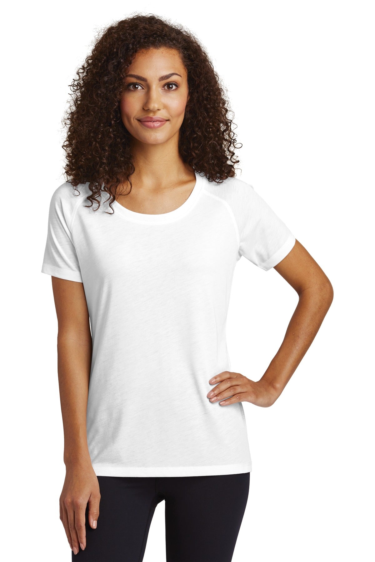 Custom Embroidered - Sport-Tek ® Ladies PosiCharge ® Tri-Blend Wicking Scoop Neck Raglan Tee. LST400