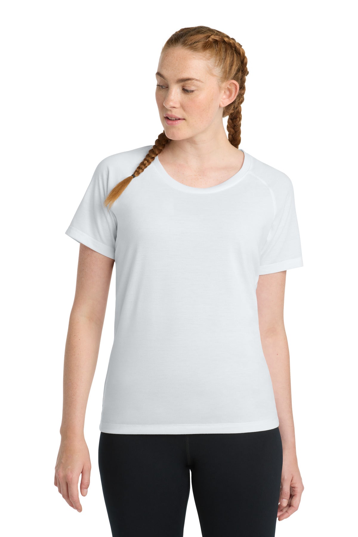 Custom Embroidery or DTF Print - Sport-Tek ® Women's PosiCharge ® Tri-Blend Wicking Scoop Neck Raglan Tee. LST400