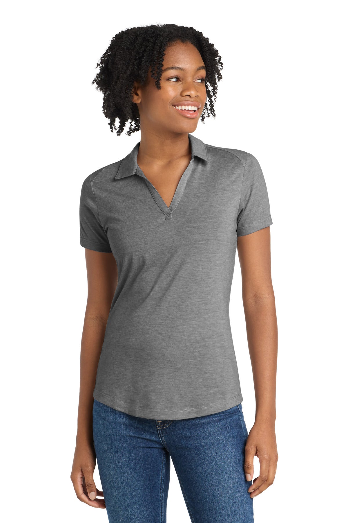 Custom Embroidery or DTF Print - Sport-Tek ® Women's PosiCharge ® Tri-Blend Wicking Polo. LST405