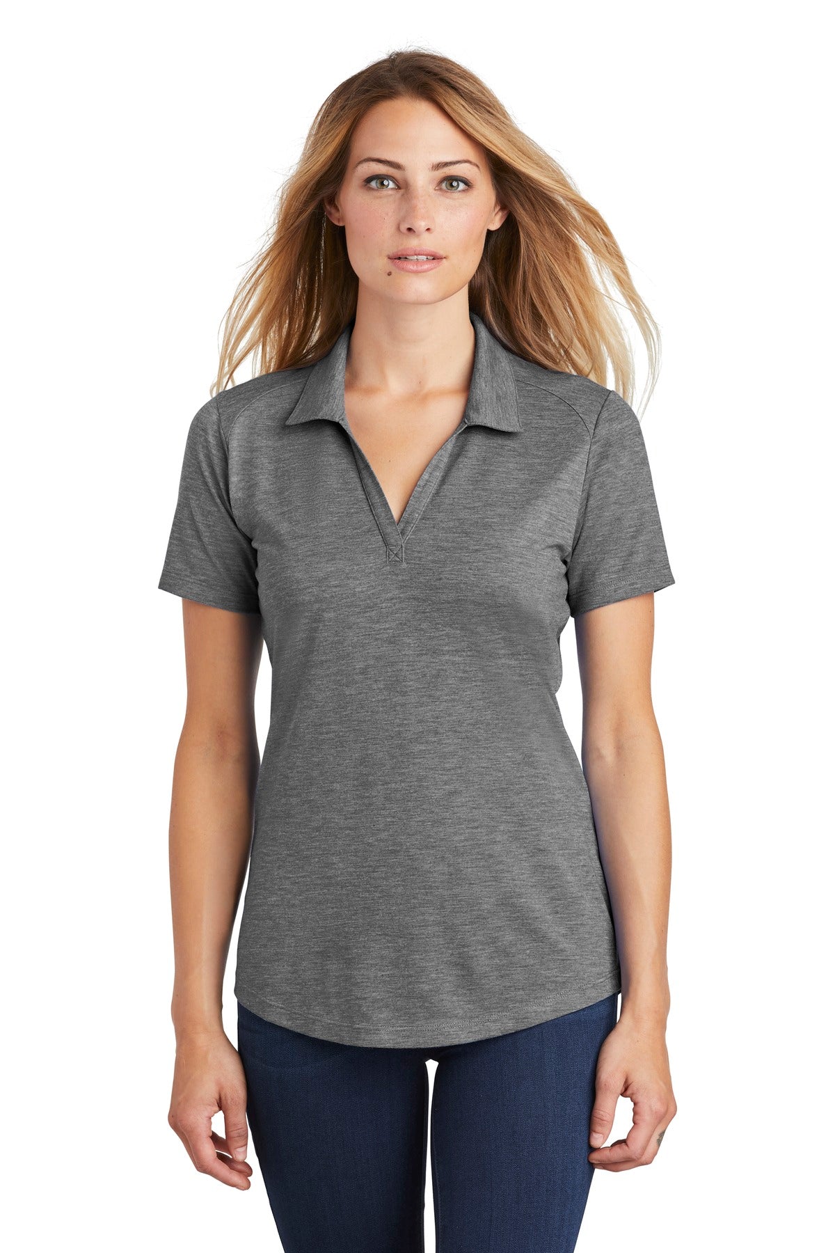 Custom Embroidered - Sport-Tek © Women's PosiCharge © Tri-Blend Wicking Polo. LST405