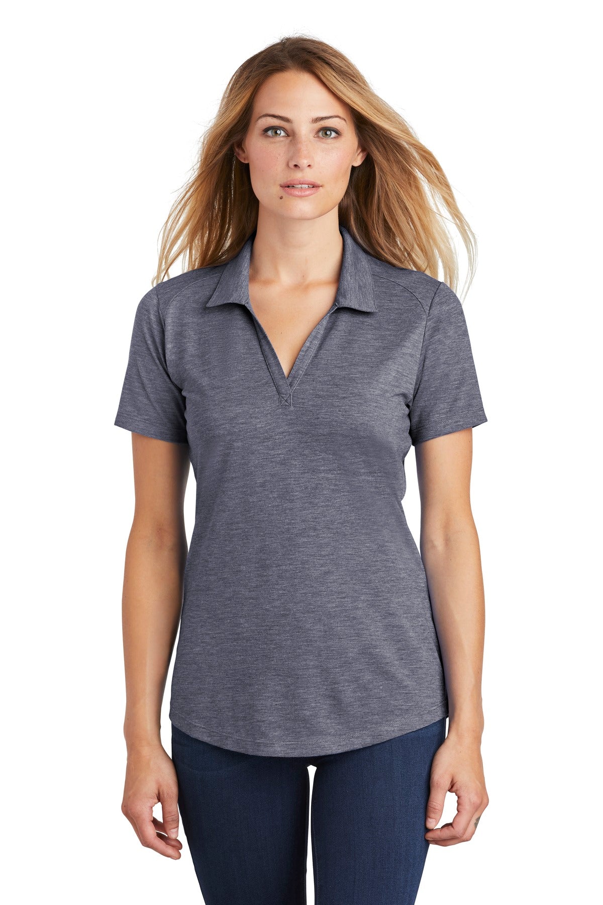 Custom Embroidered - Sport-Tek © Women's PosiCharge © Tri-Blend Wicking Polo. LST405