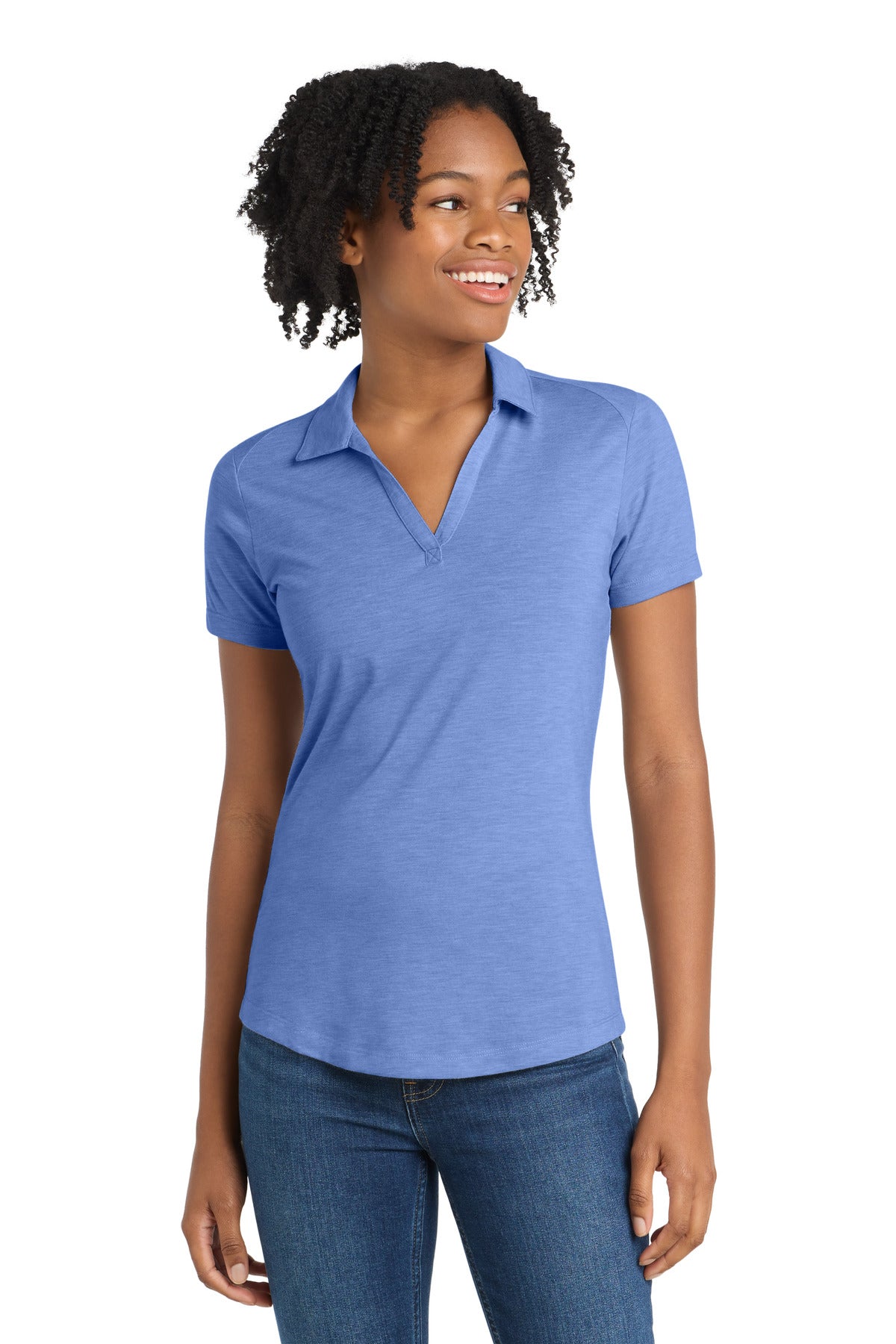 Custom Embroidery or DTF Print - Sport-Tek ® Women's PosiCharge ® Tri-Blend Wicking Polo. LST405