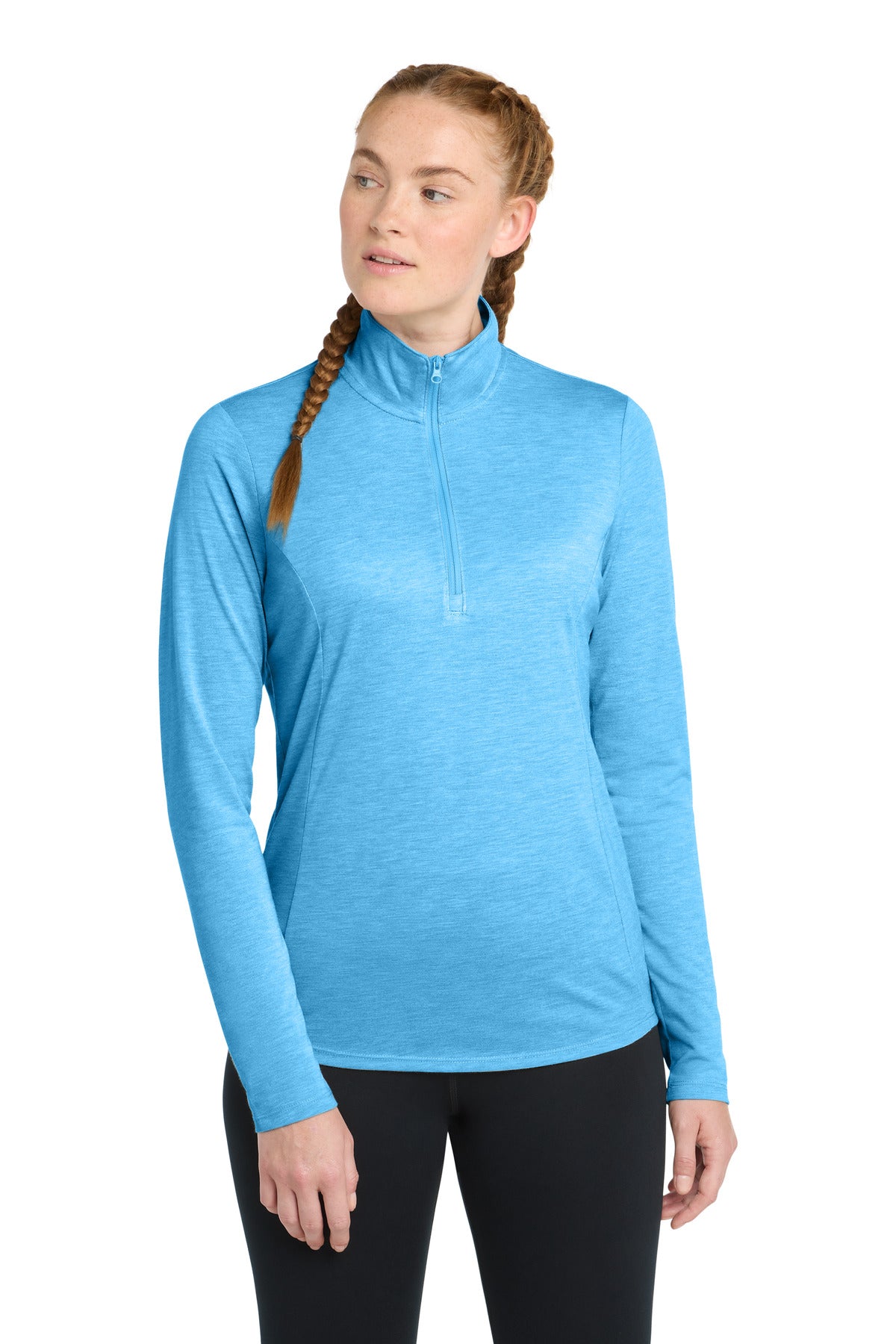 Custom Embroidery or DTF Print - Sport-Tek ® Women's PosiCharge ® Tri-Blend Wicking 1/4-Zip Pullover. LST407