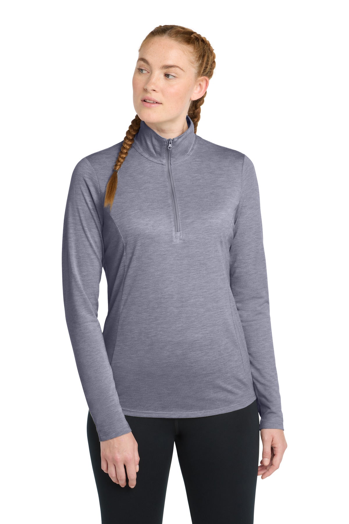 Custom Embroidery or DTF Print - Sport-Tek ® Women's PosiCharge ® Tri-Blend Wicking 1/4-Zip Pullover. LST407