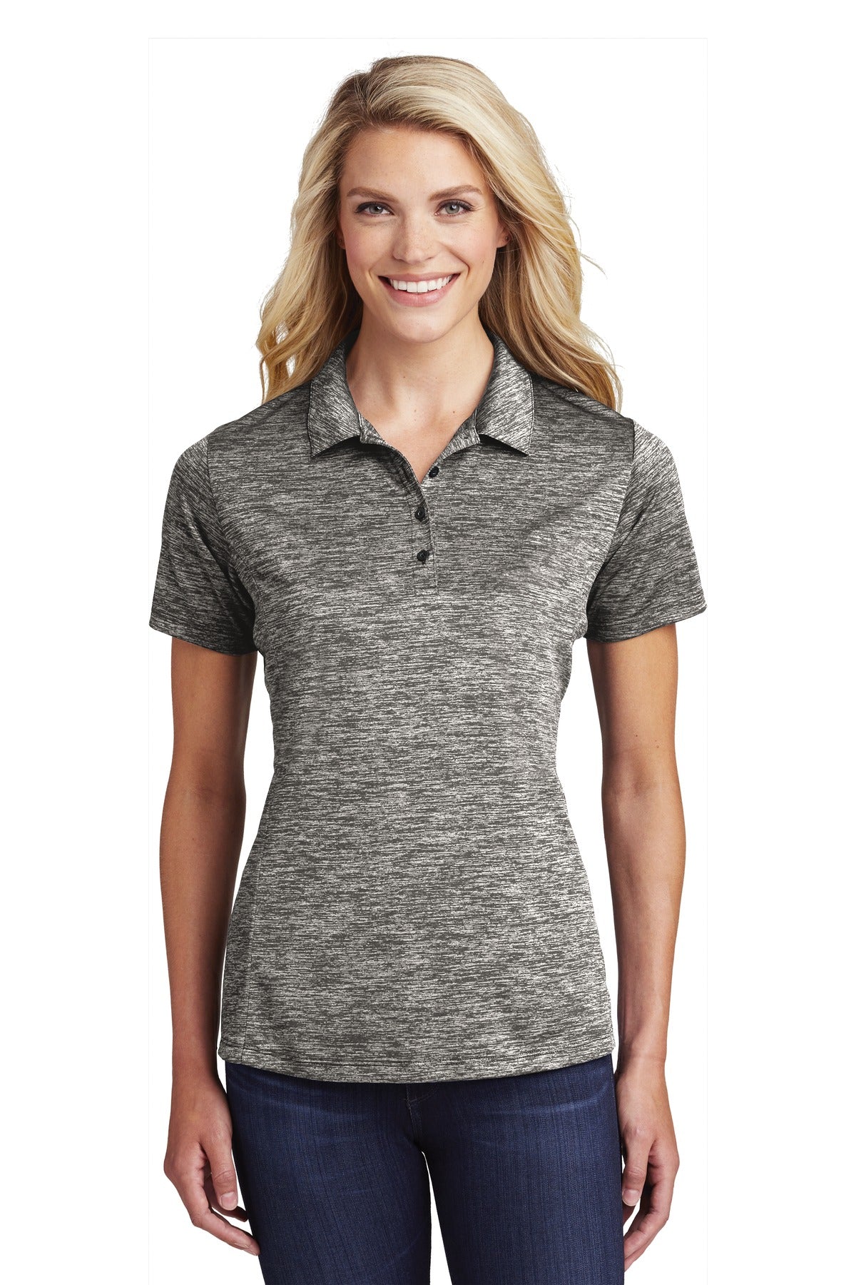 Custom Embroidered - Sport-Tek © Women's PosiCharge © Electric Heather Polo. LST590