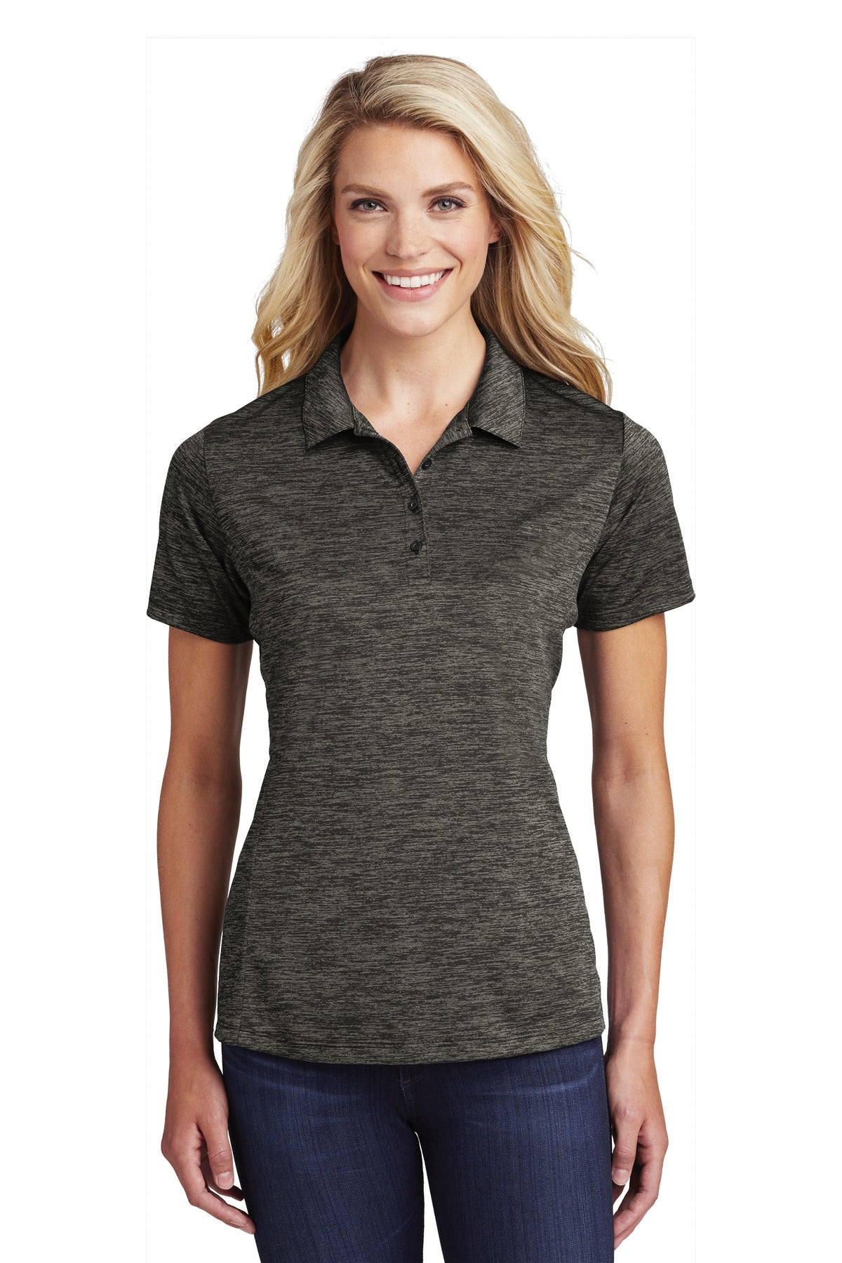Custom Embroidered - Sport-Tek © Women's PosiCharge © Electric Heather Polo. LST590