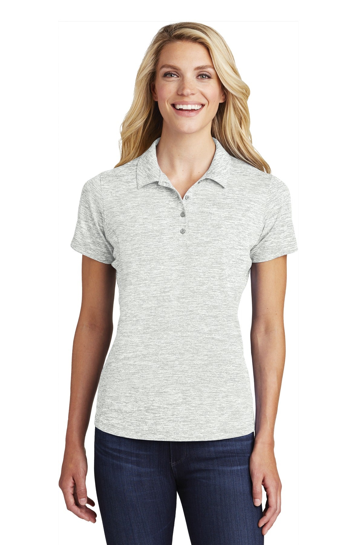 Custom Embroidered - Sport-Tek © Women's PosiCharge © Electric Heather Polo. LST590