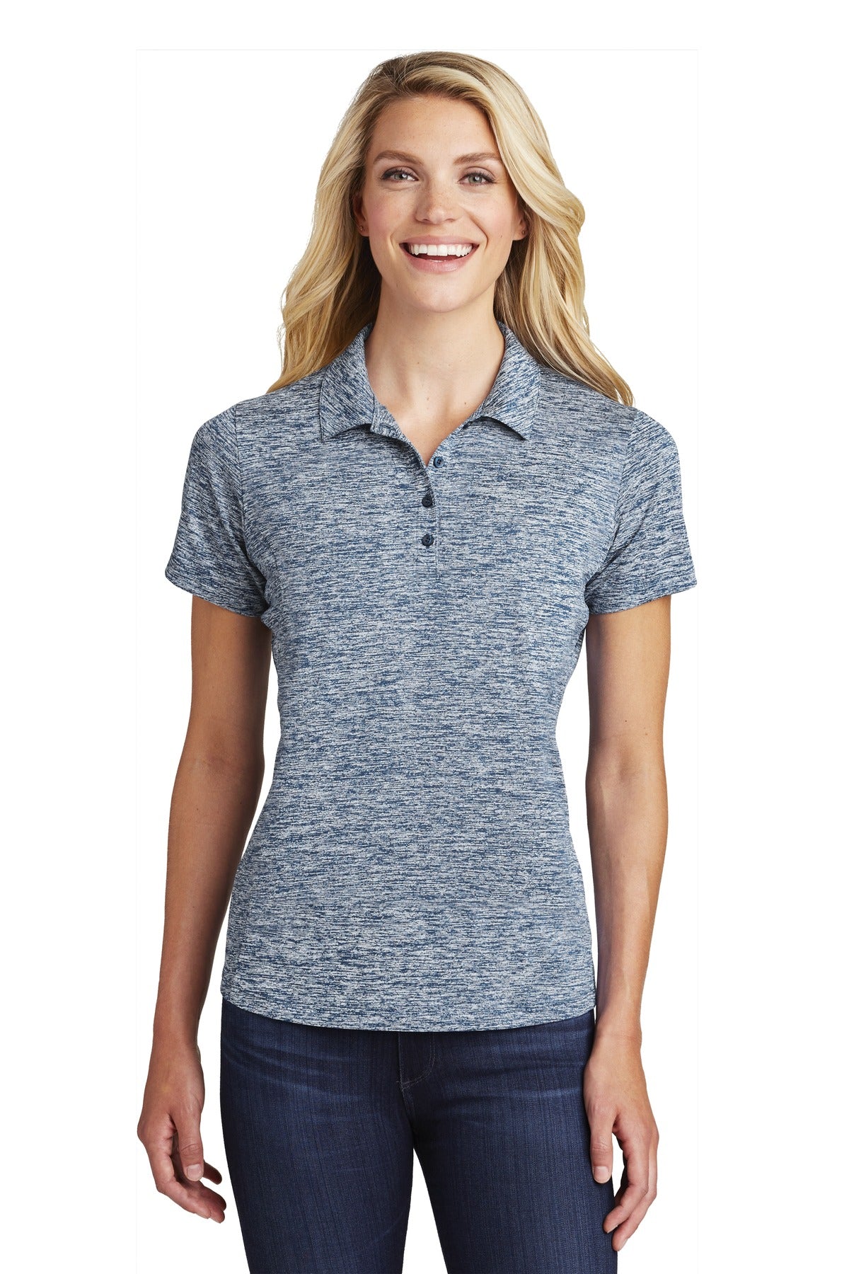 Custom Embroidered - Sport-Tek © Women's PosiCharge © Electric Heather Polo. LST590