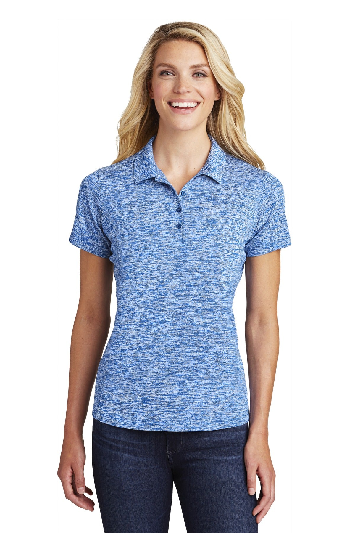 Custom Embroidered - Sport-Tek © Women's PosiCharge © Electric Heather Polo. LST590