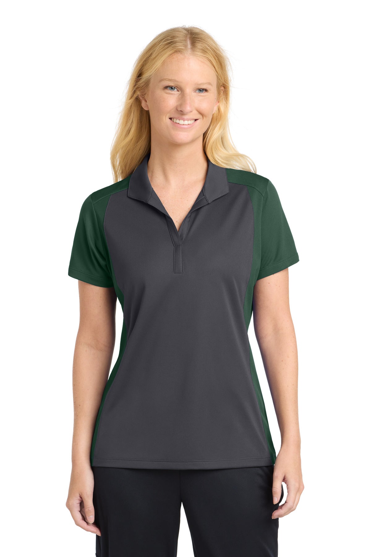 Custom Embroidery or DTF Print - Sport-Tek ® Women's Colorblock Micropique Sport-Wick ® Polo. LST652