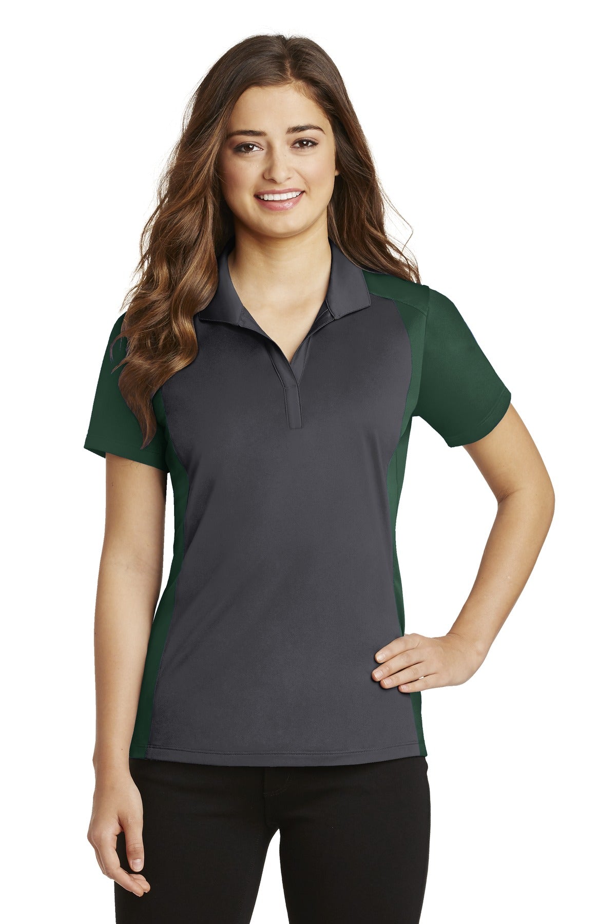 Custom Embroidered - Sport-Tek© Women's Colorblock Micropique Sport-Wick© Polo. LST652