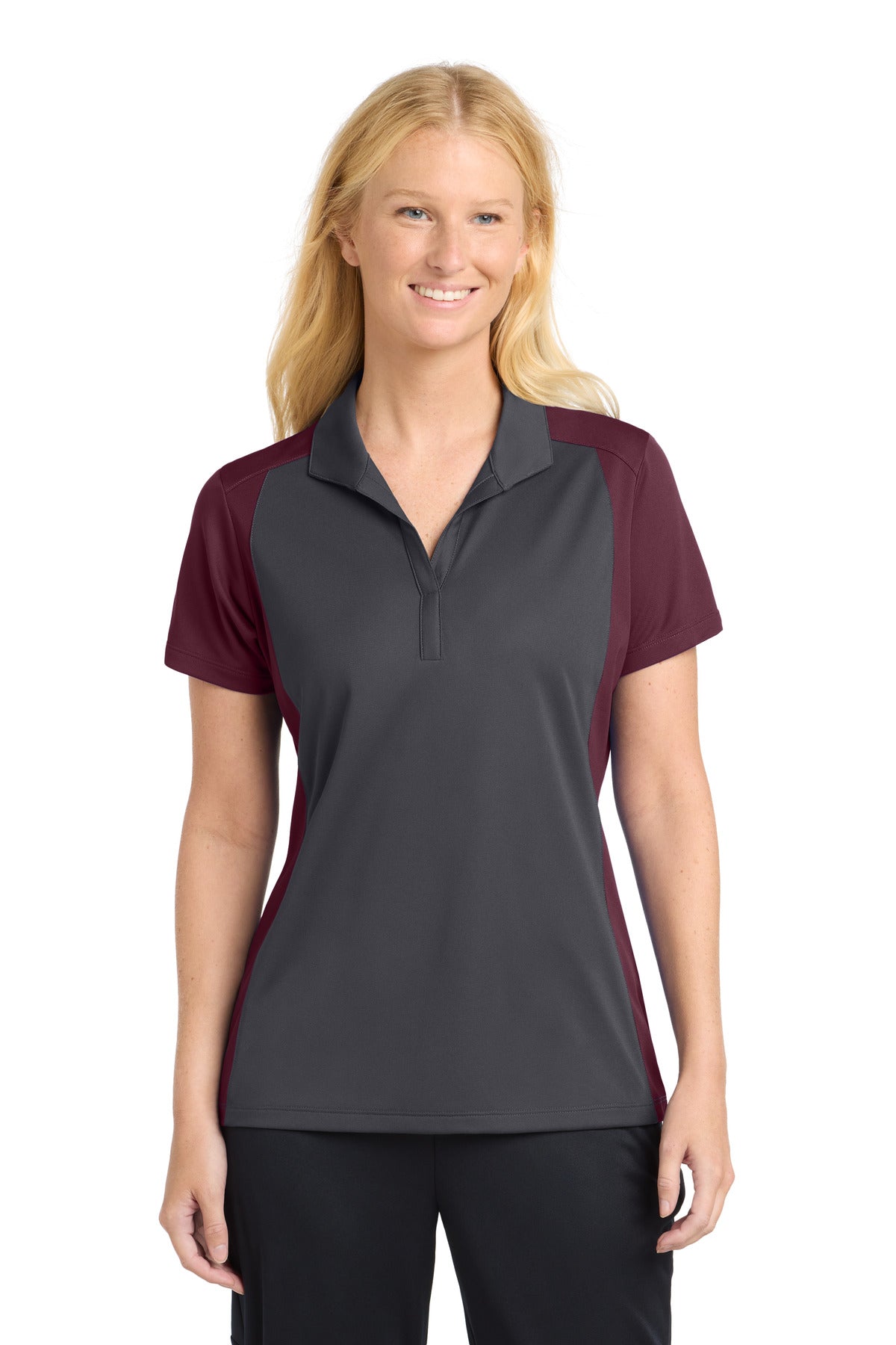 Custom Embroidery or DTF Print - Sport-Tek ® Women's Colorblock Micropique Sport-Wick ® Polo. LST652