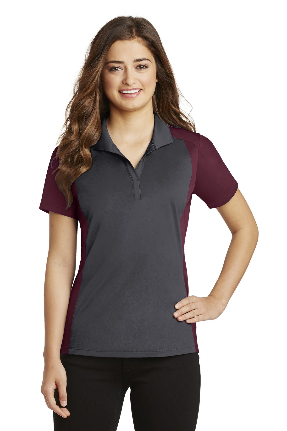 Custom Embroidered - Sport-Tek© Women's Colorblock Micropique Sport-Wick© Polo. LST652