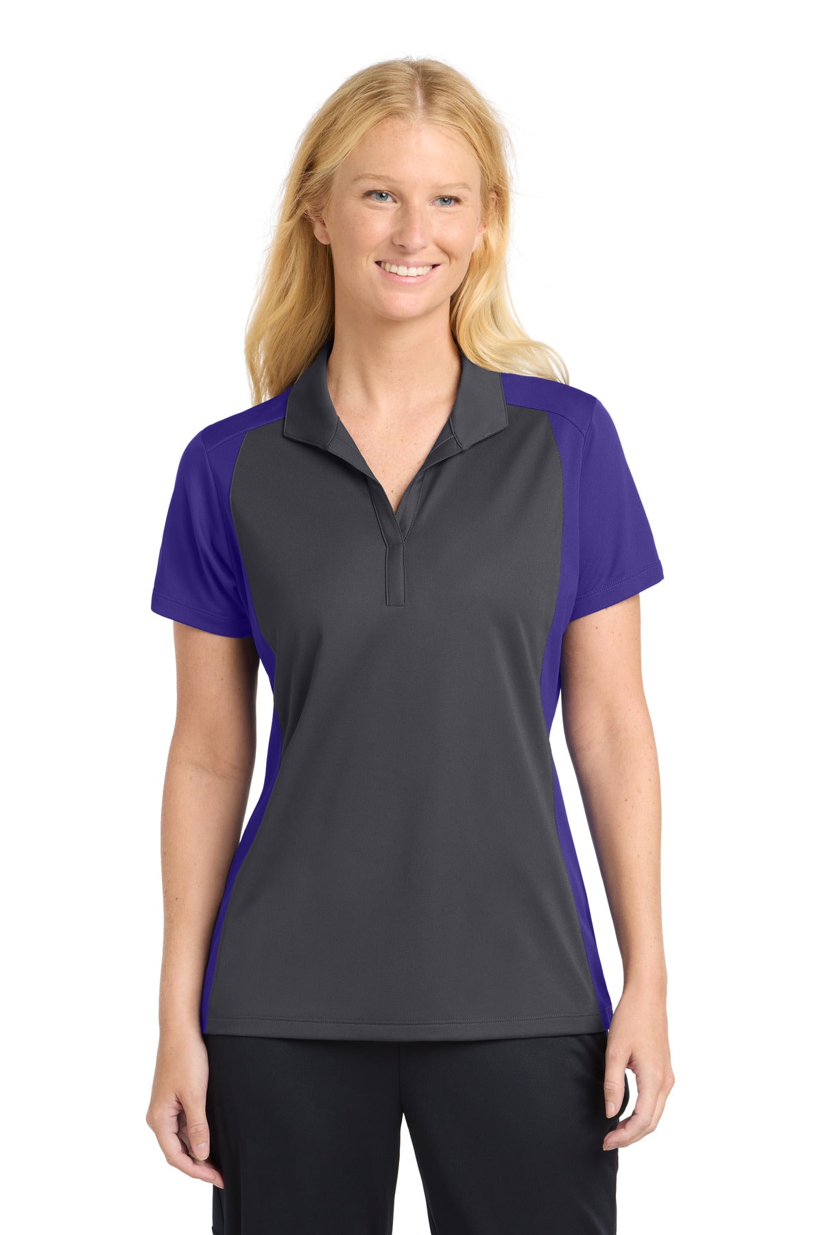 Custom Embroidery or DTF Print - Sport-Tek ® Women's Colorblock Micropique Sport-Wick ® Polo. LST652