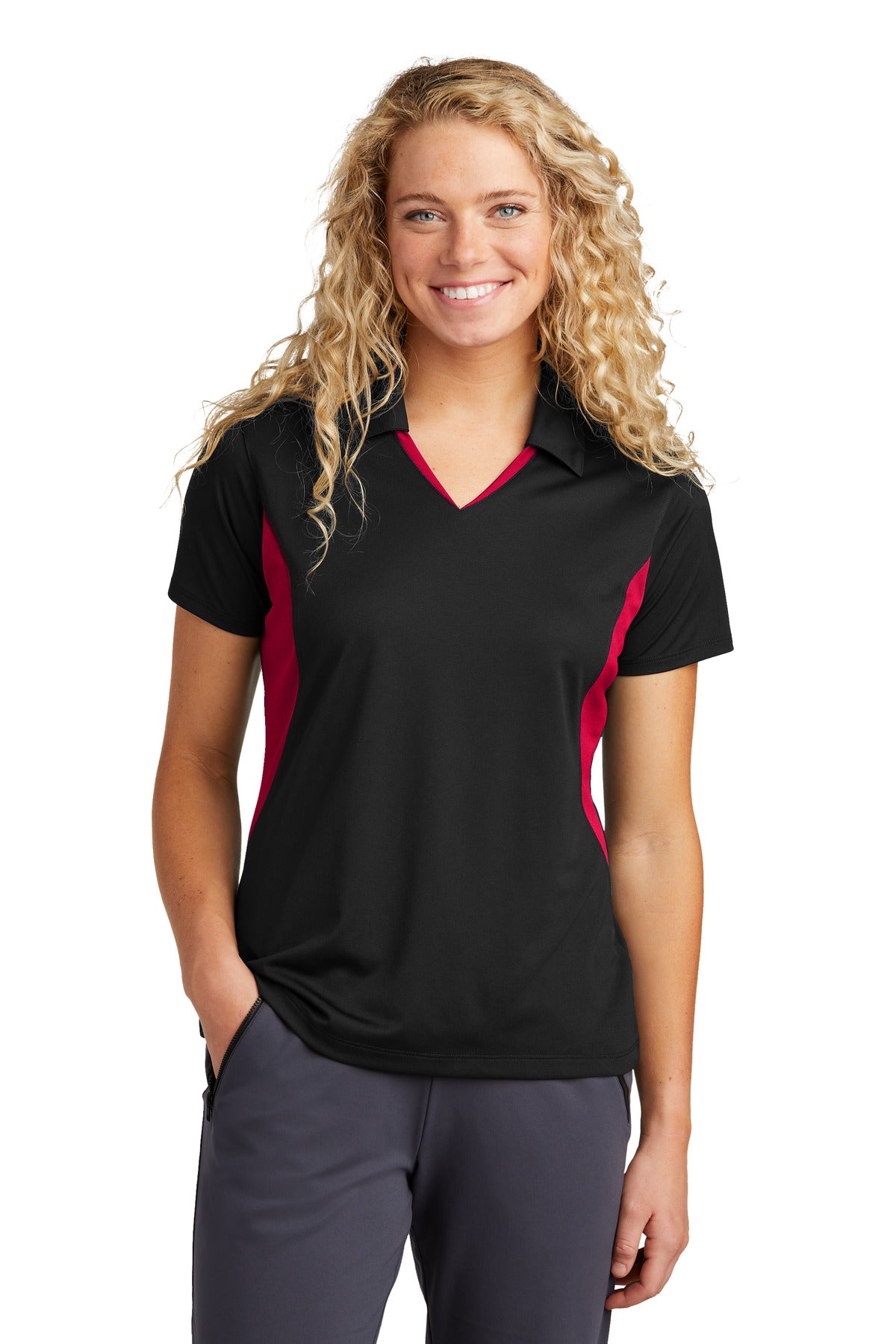 Custom Embroidered - Sport-Tek© Women's Side Blocked Micropique Sport-Wick© Polo. LST655